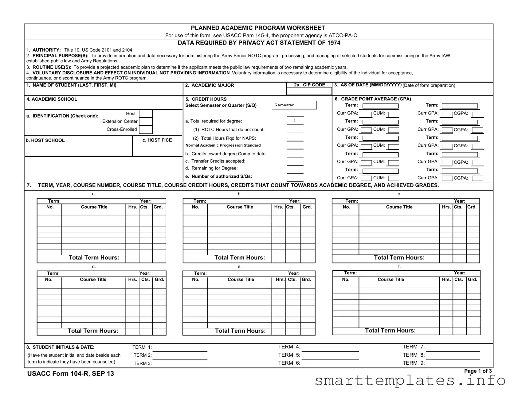Fill in a Valid 104 R Form