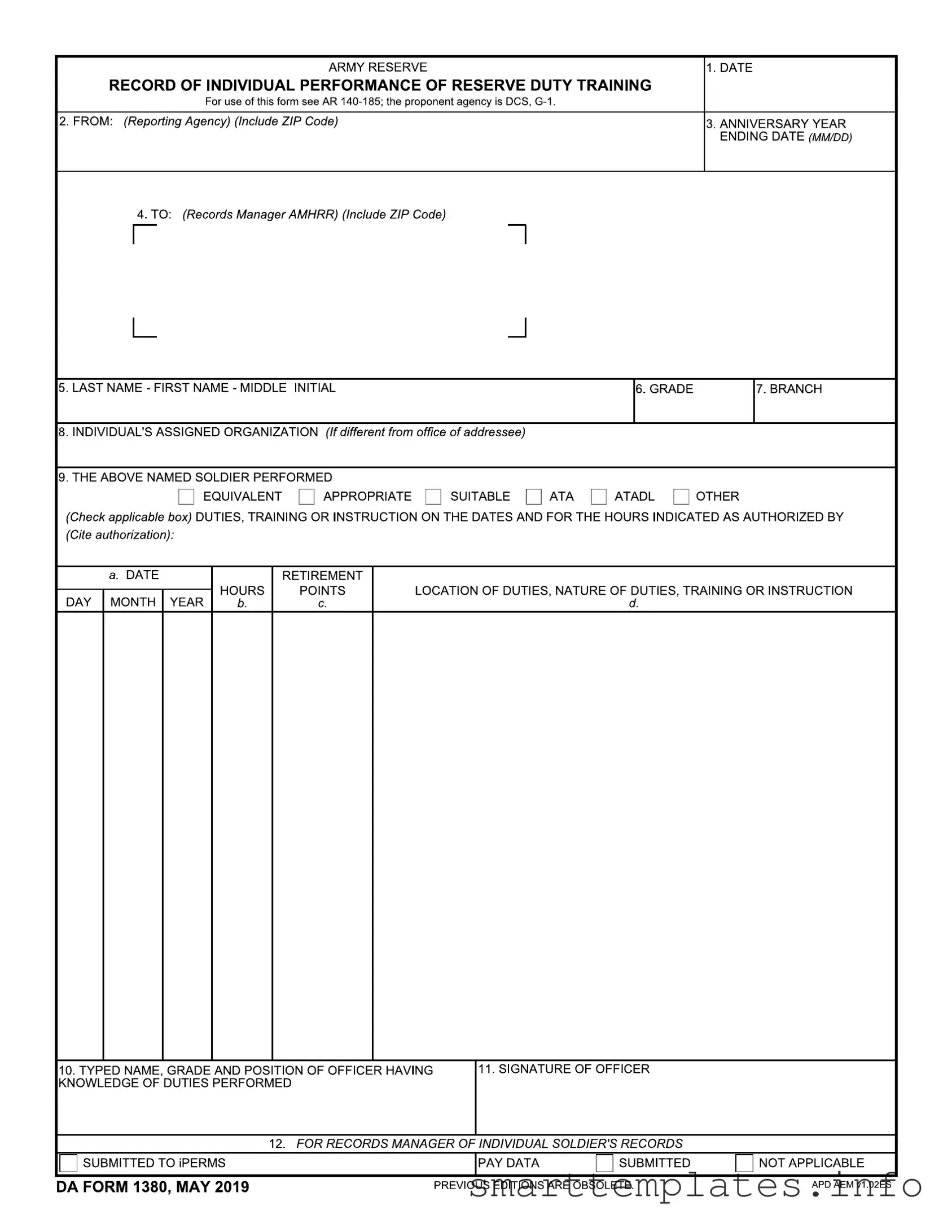 Fill in a Valid Da 1380 Form