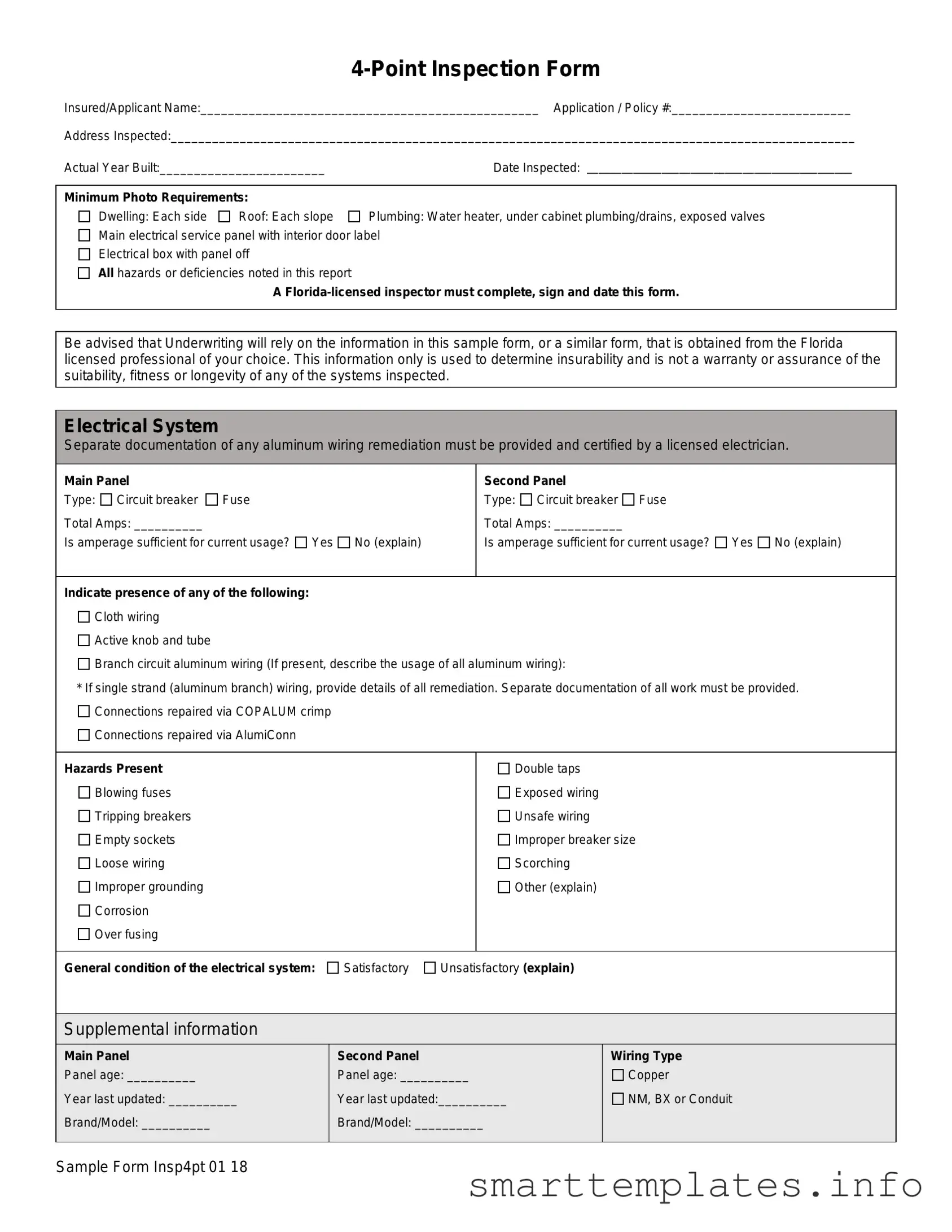 Fill in a Valid 4 Point Inspection Form