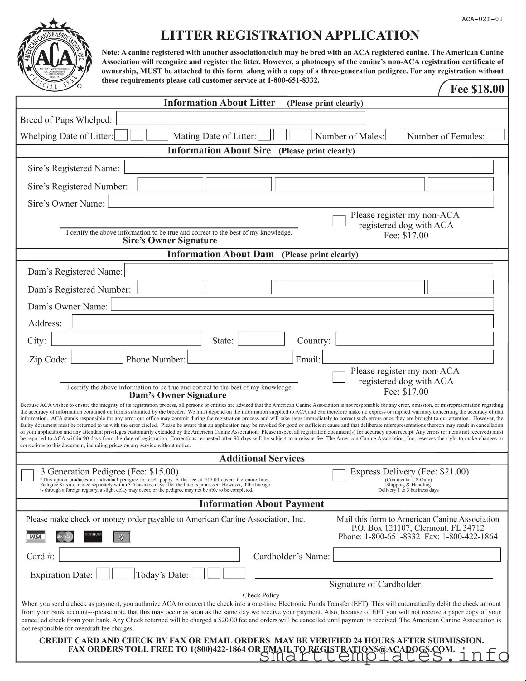 Fill in a Valid Aca Litter Registration Form