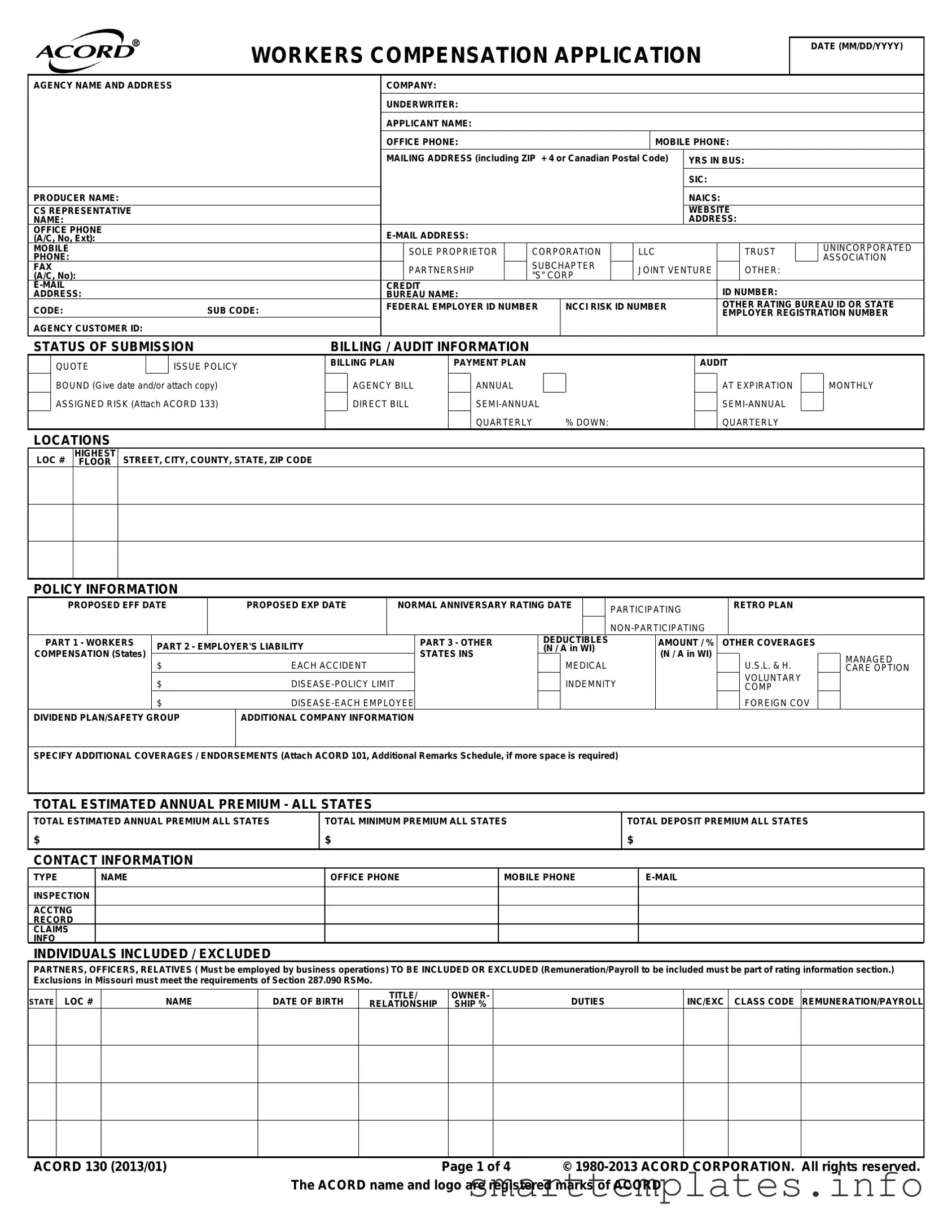 Fill in a Valid Acord 130 Form