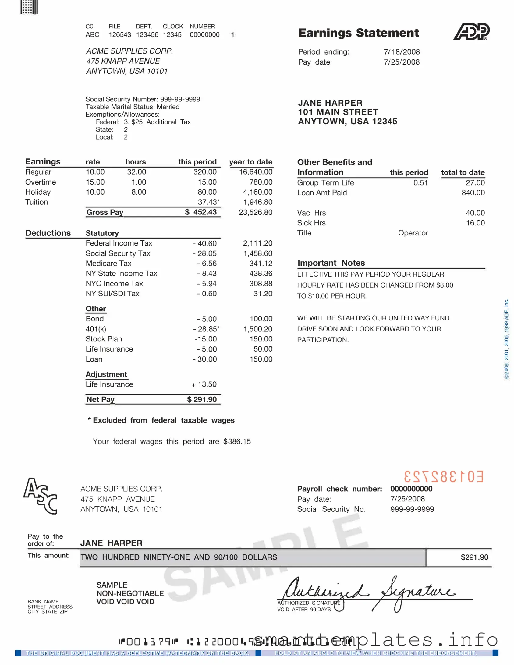 Fill in a Valid Adp Pay Stub Form
