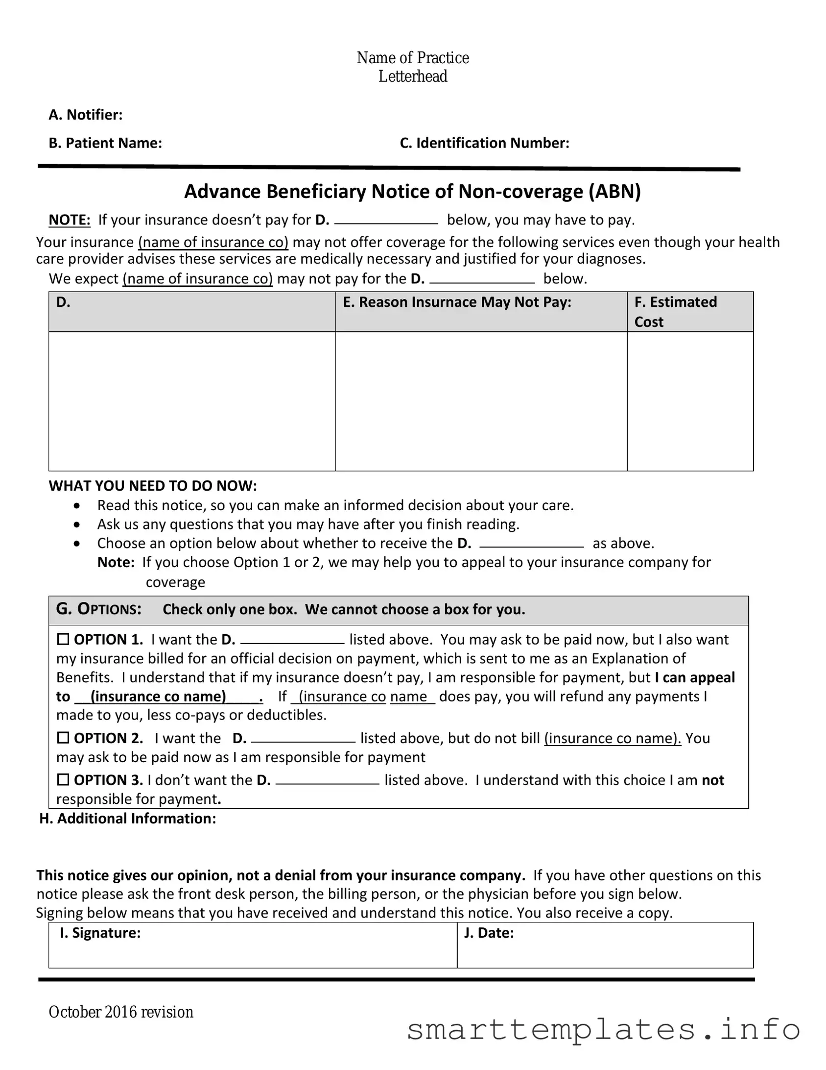 Fill in a Valid Advance Beneficiary Notice of Non-coverage Form