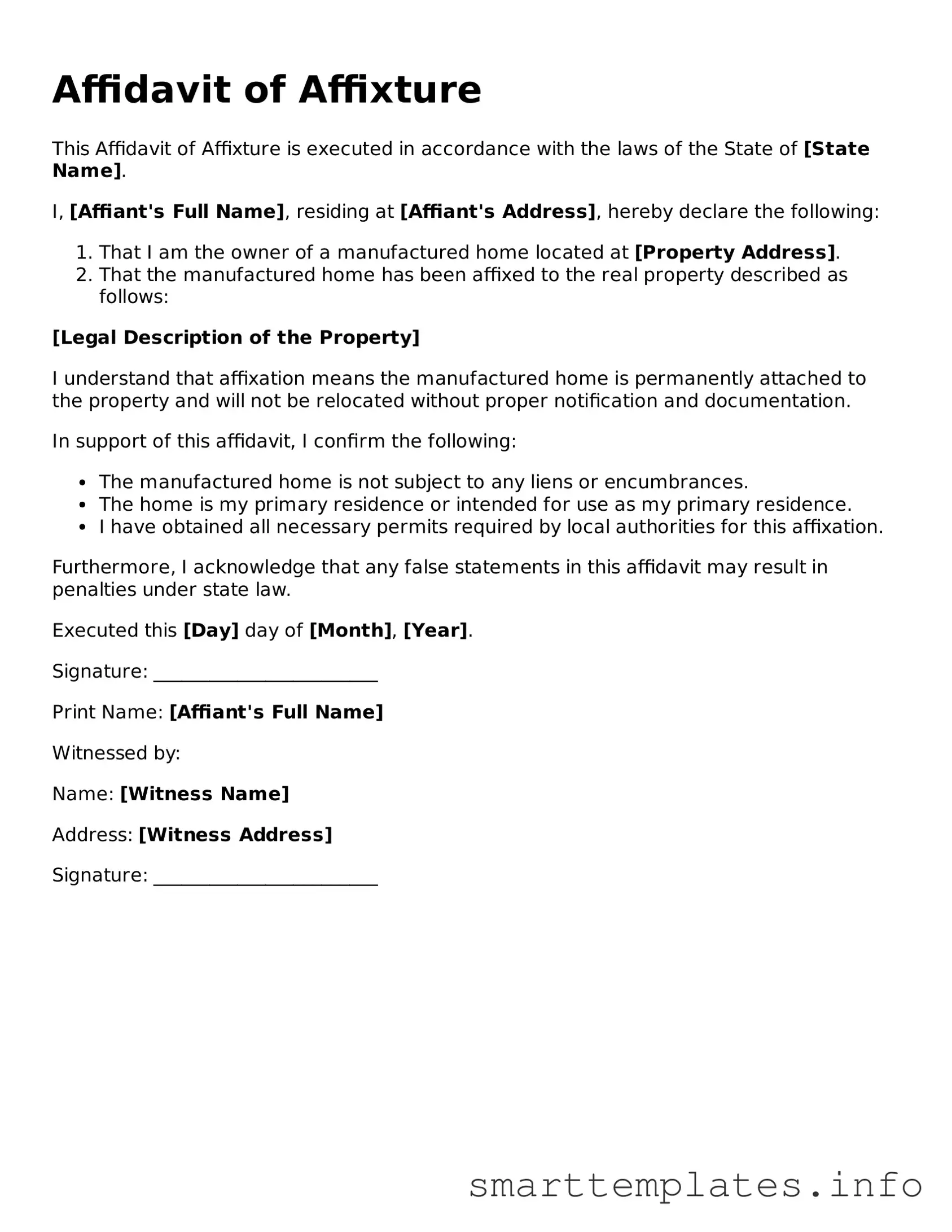 Attorney-Approved Affidavit of Affixture Template