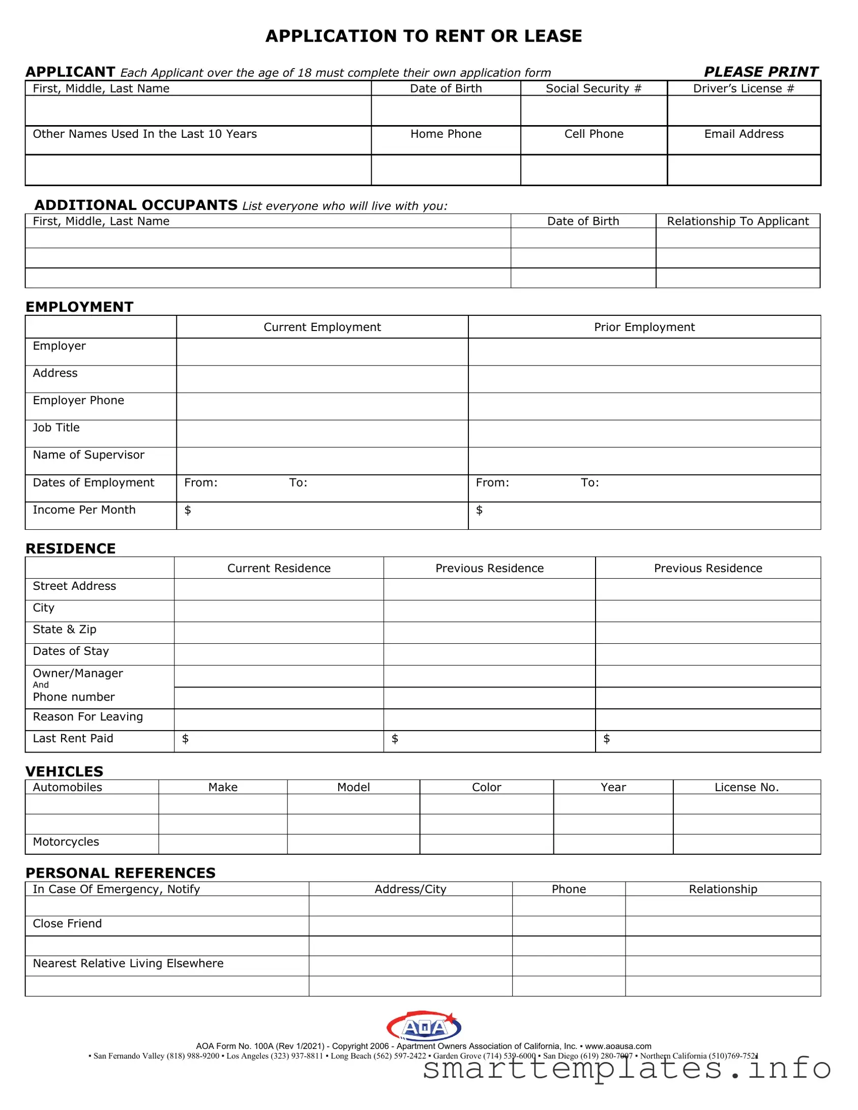 Fill in a Valid Aoa 100A Form