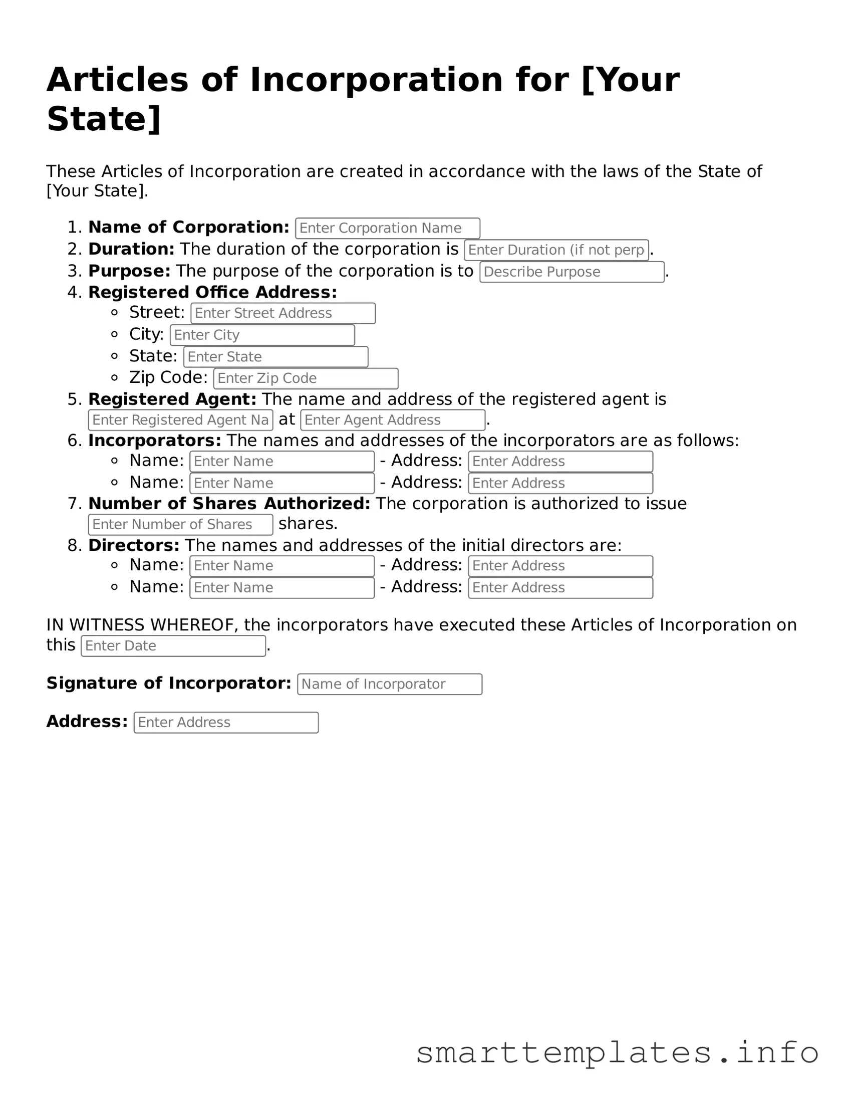 Attorney-Approved Articles of Incorporation Template