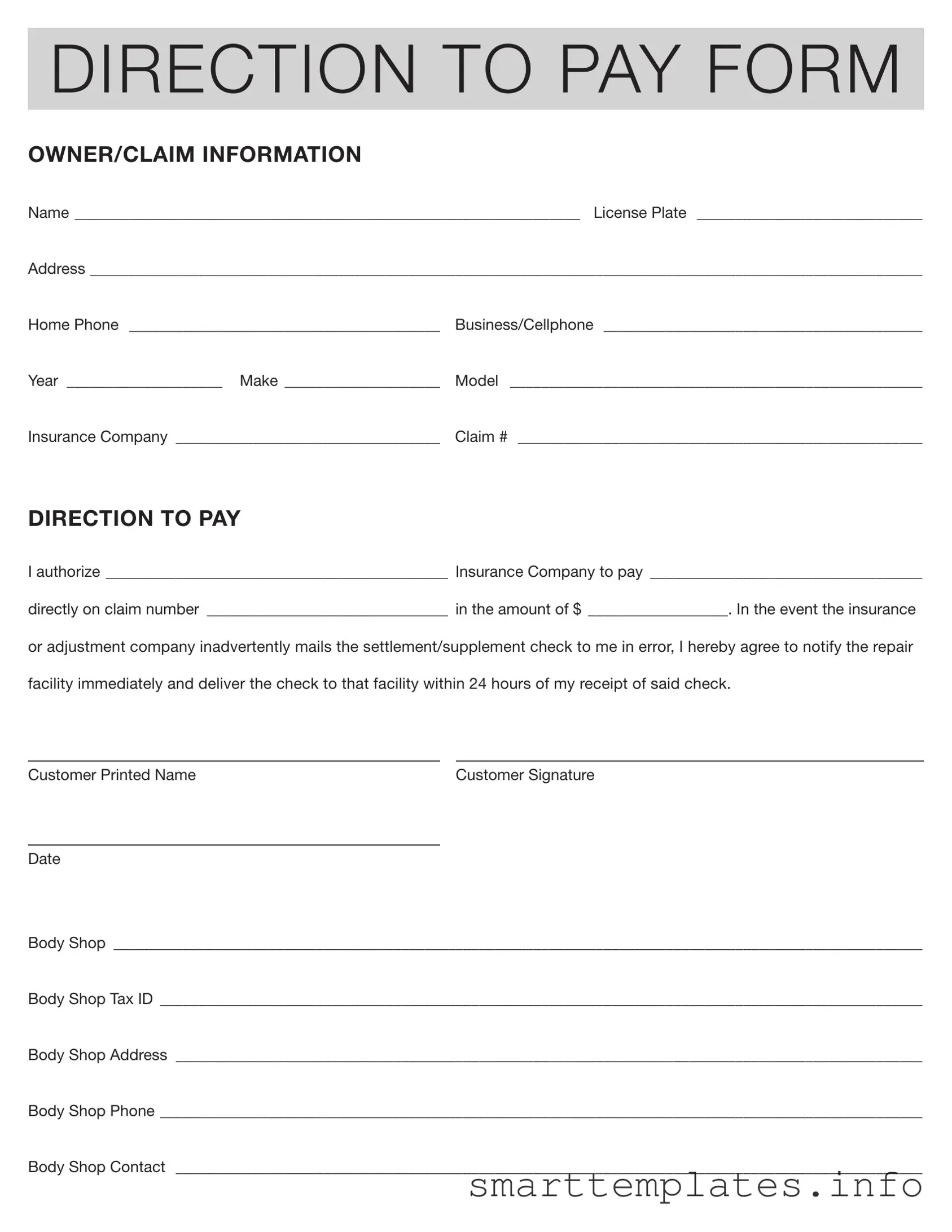 Fill in a Valid Authorization And Direction Pay Form