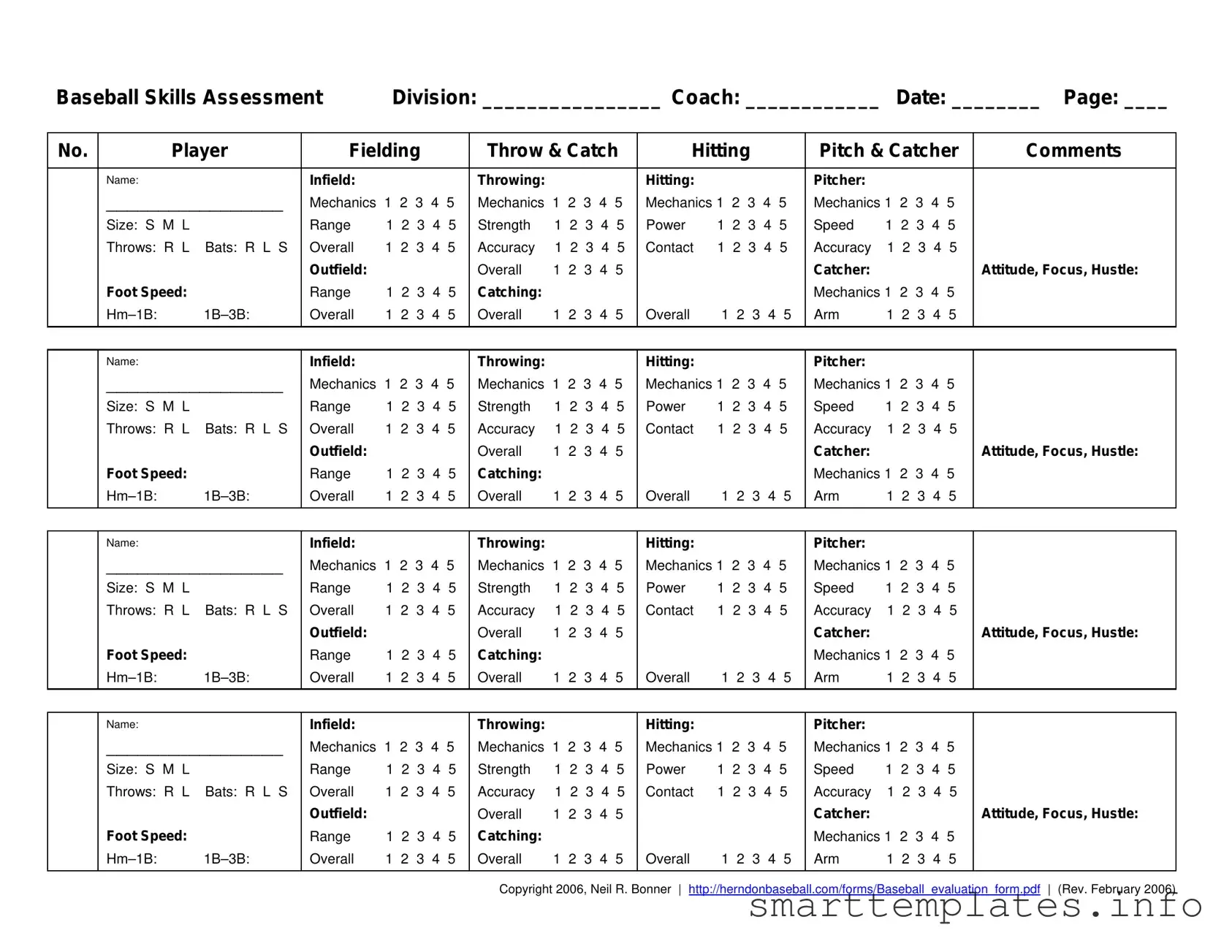 Fill in a Valid Baseball Assessment Form