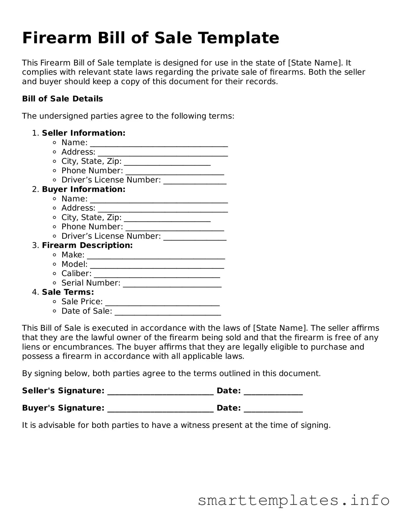 Attorney-Approved Firearm Bill of Sale Template