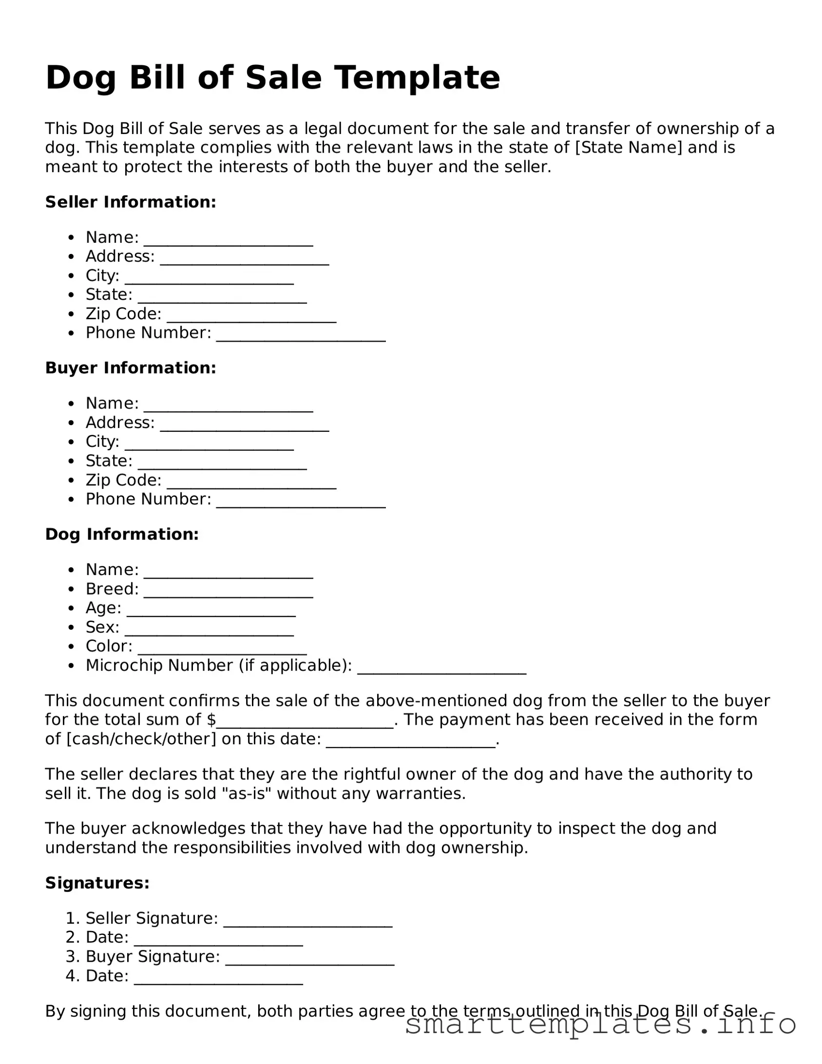 Attorney-Approved Dog Bill of Sale Template