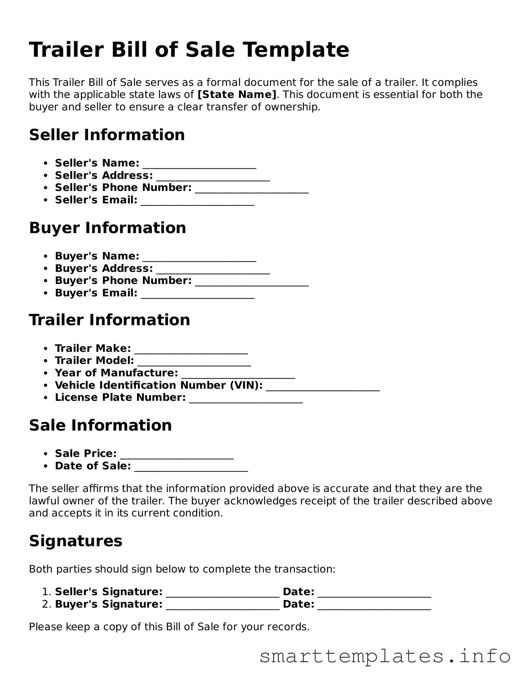 Attorney-Approved Trailer Bill of Sale Template