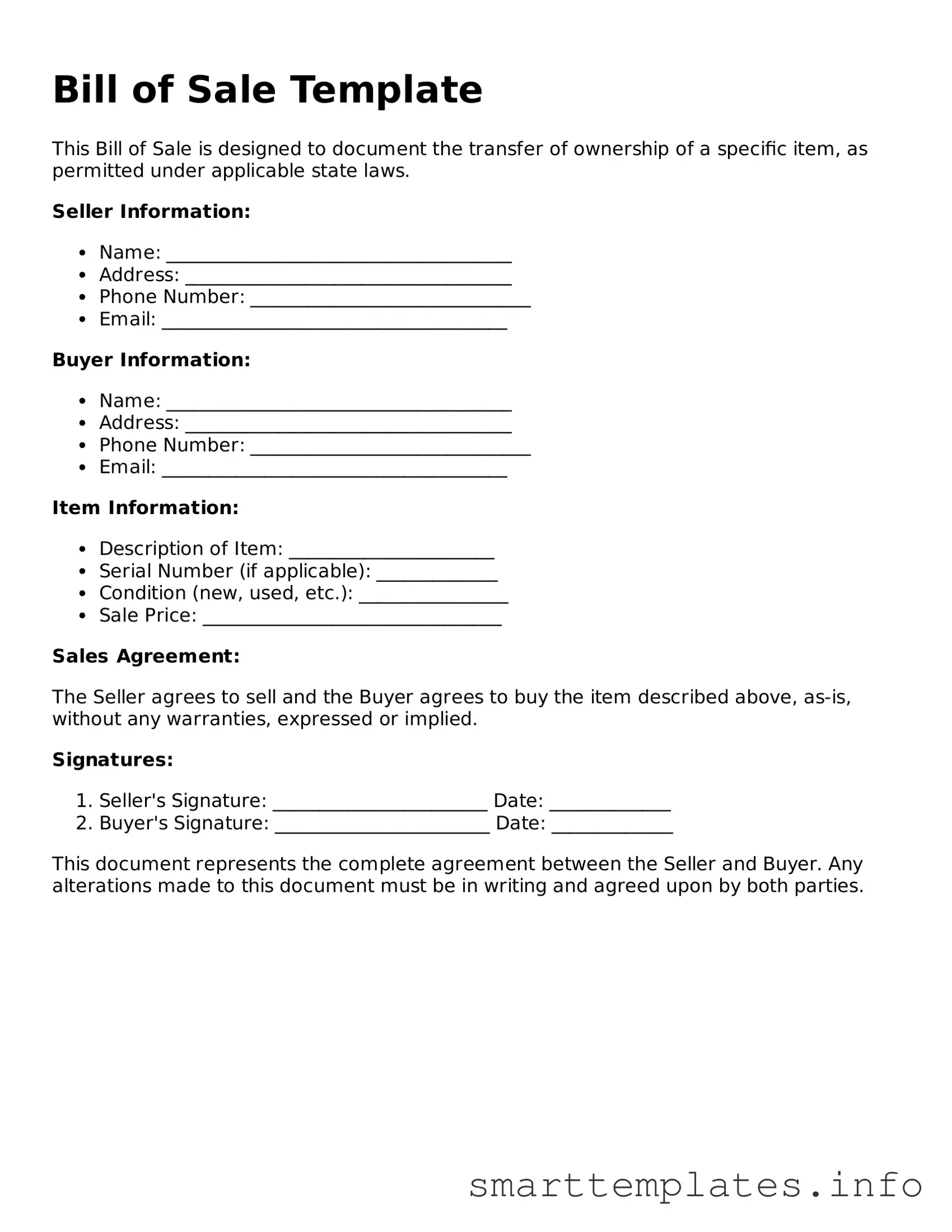 Attorney-Approved Bill of Sale Template