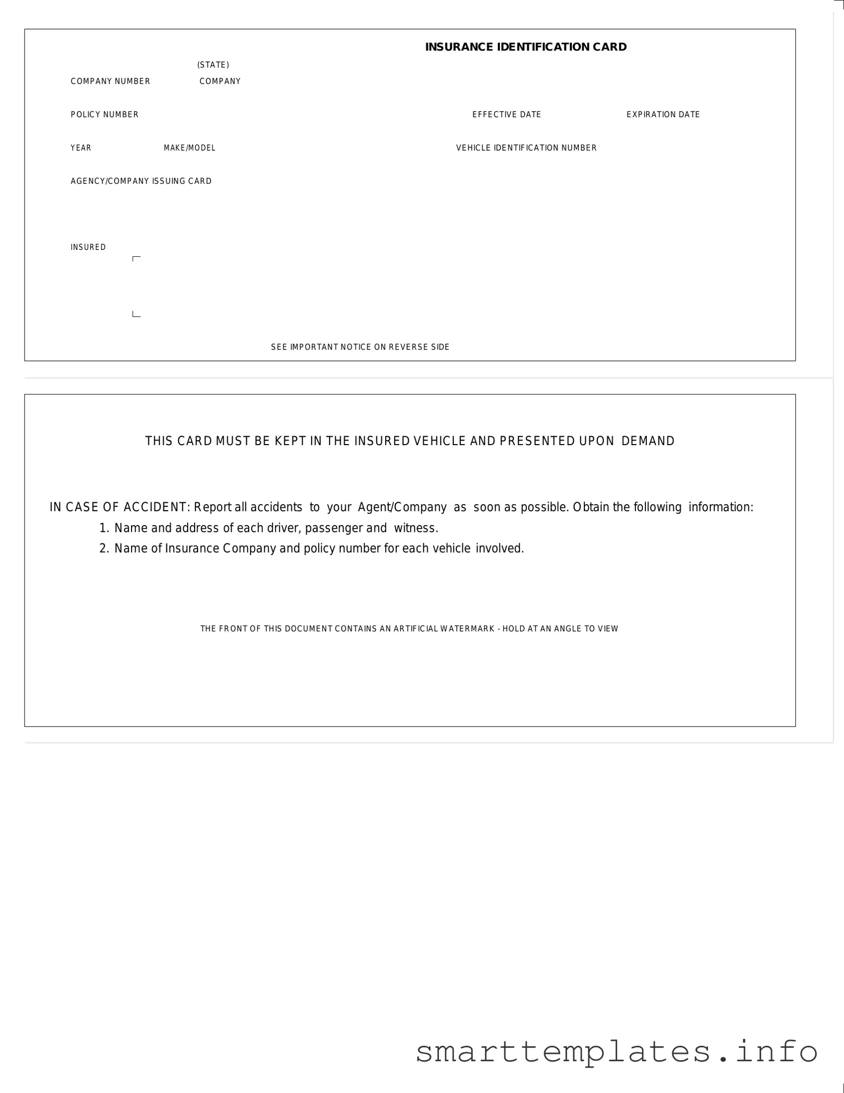 Fill in a Valid Auto Insurance Card Form