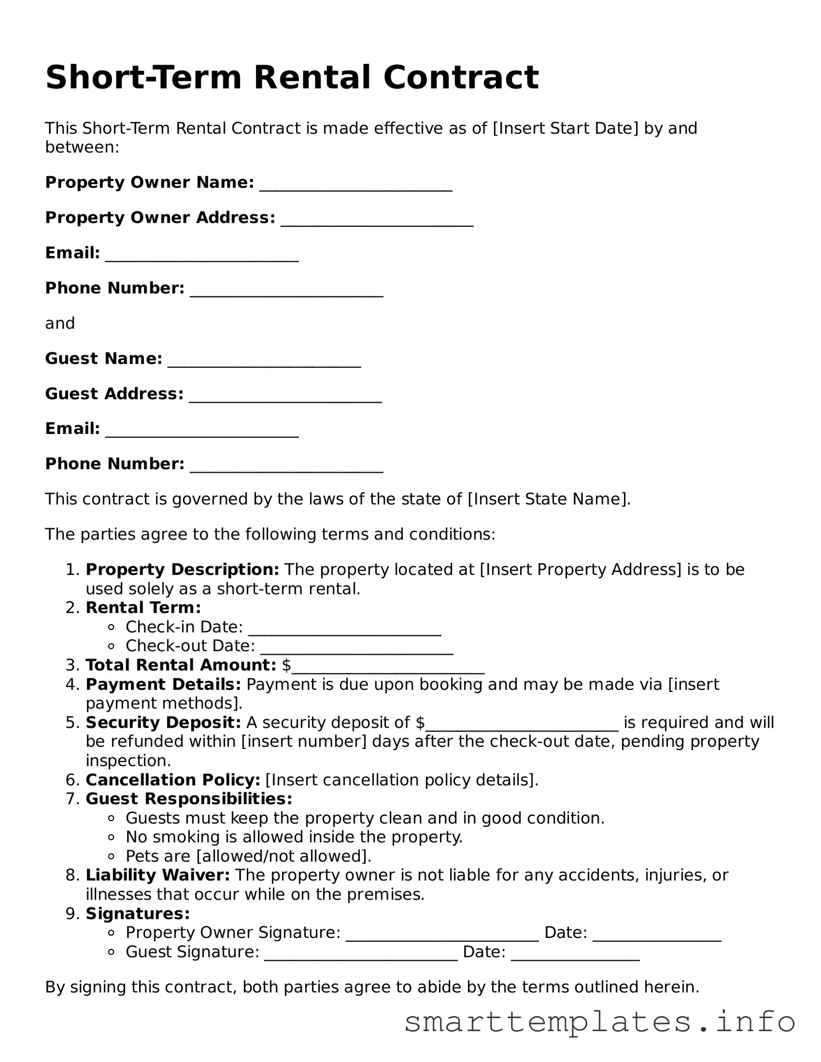 Attorney-Approved Short-Term Rental Contract Template