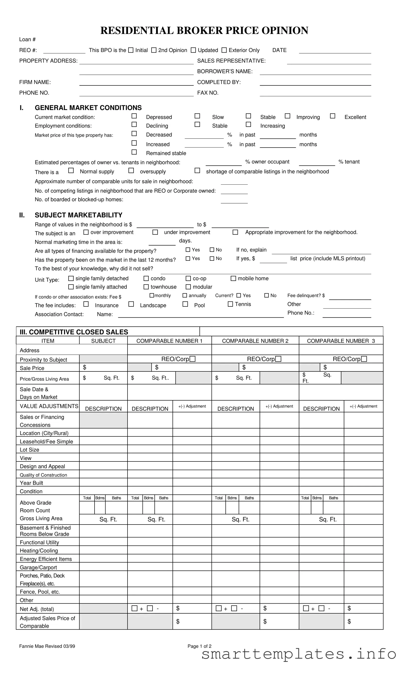 Fill in a Valid Broker Price Opinion Form