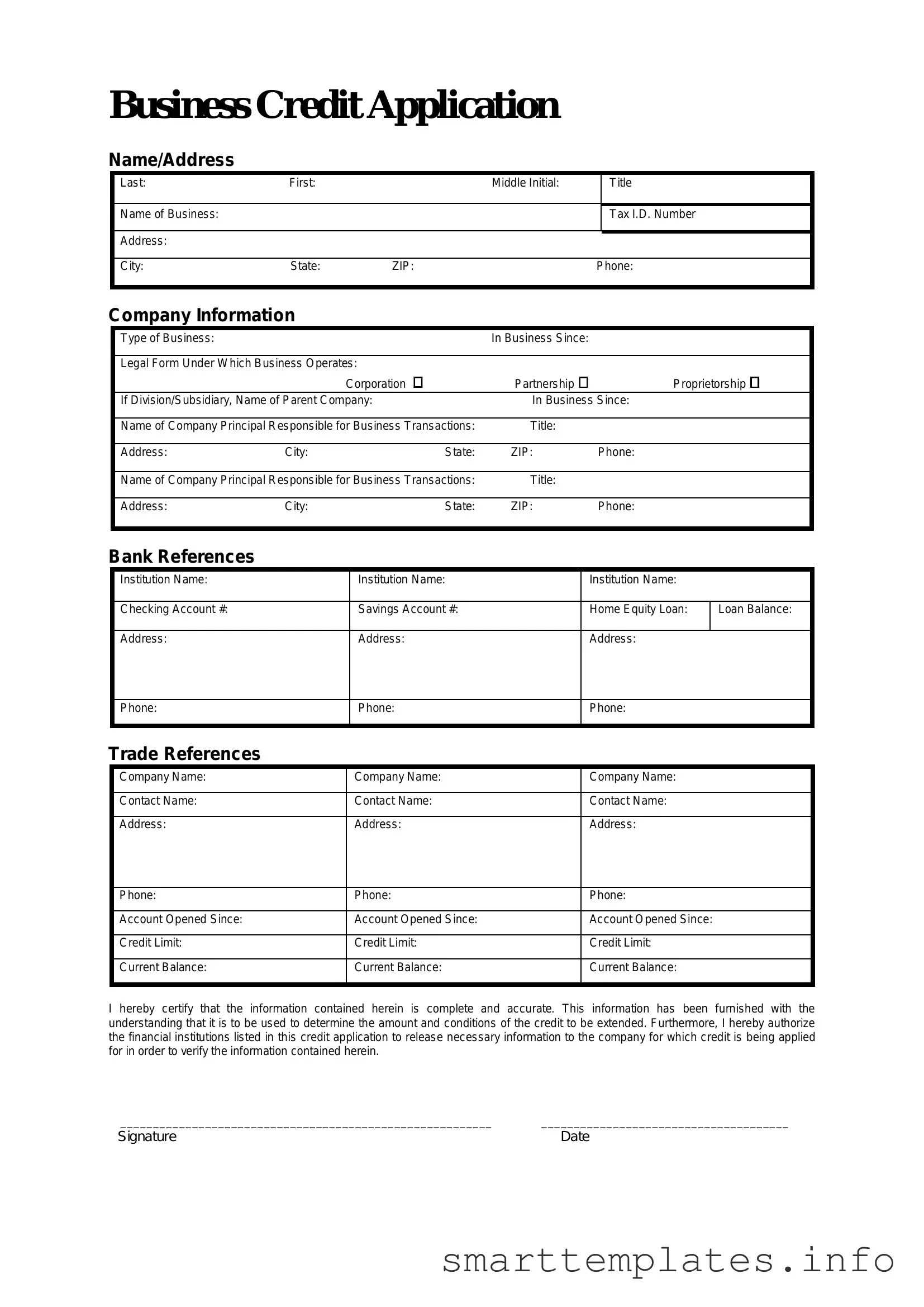 Fill in a Valid Business Credit Application Form