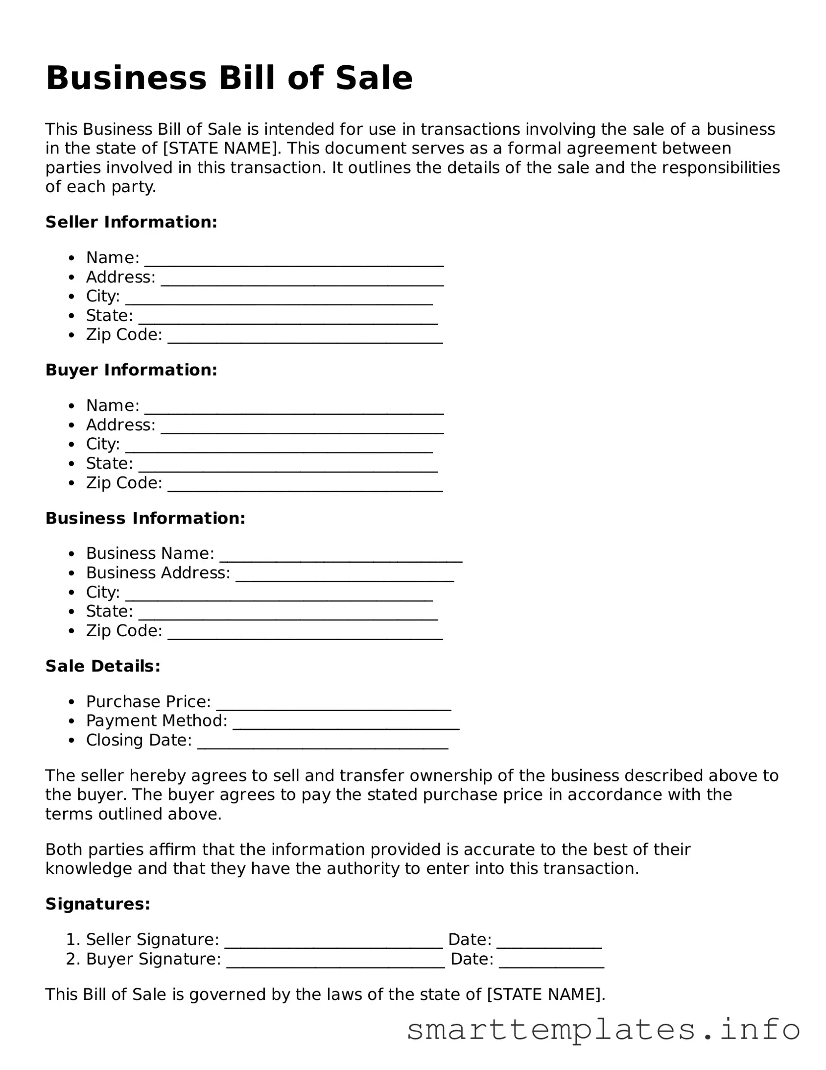 Attorney-Approved Business Bill of Sale Template