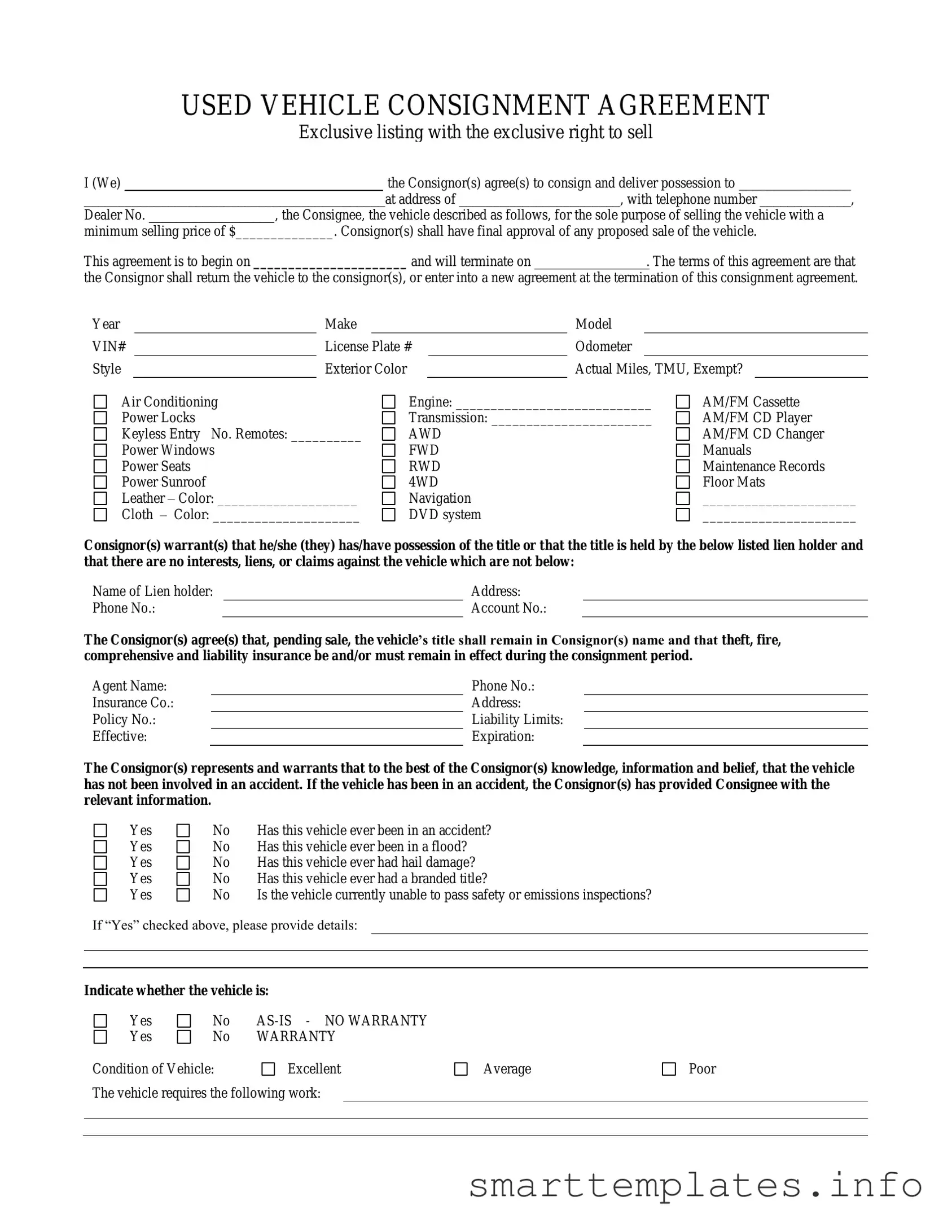 Fill in a Valid Car Consignment Form