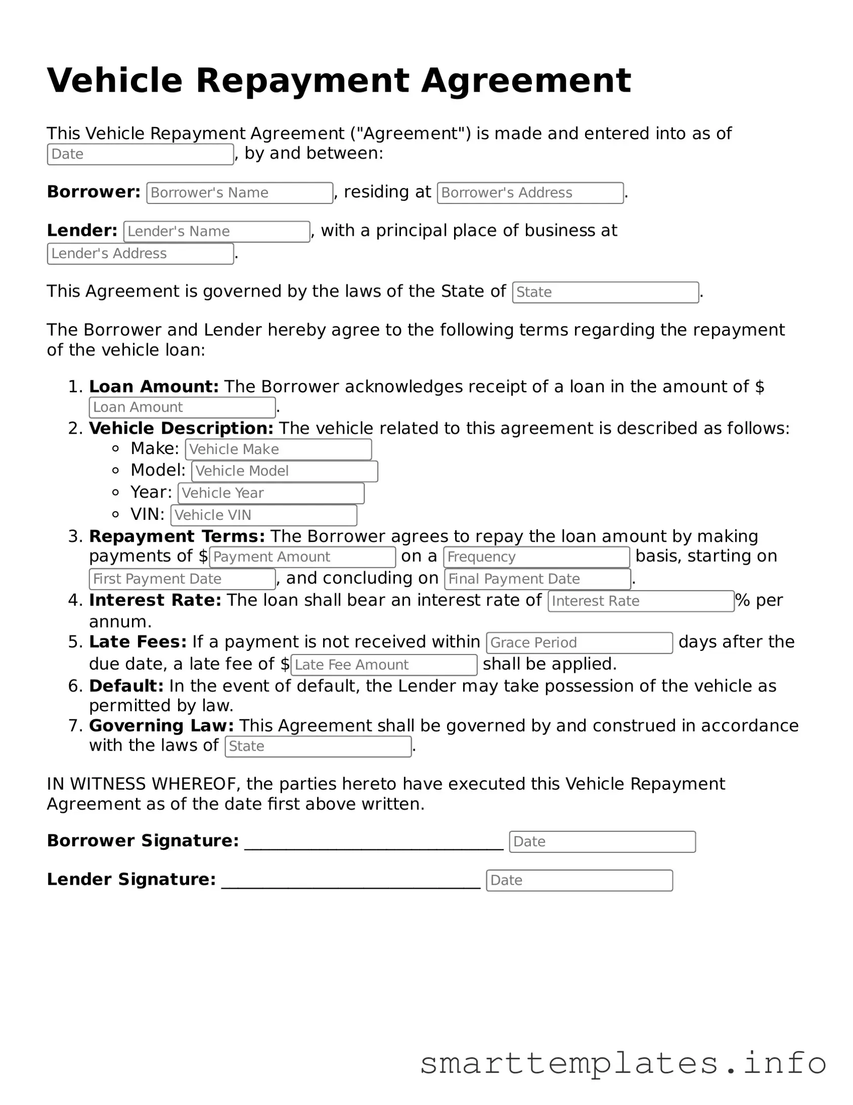 Attorney-Approved Vehicle Repayment Agreement Template