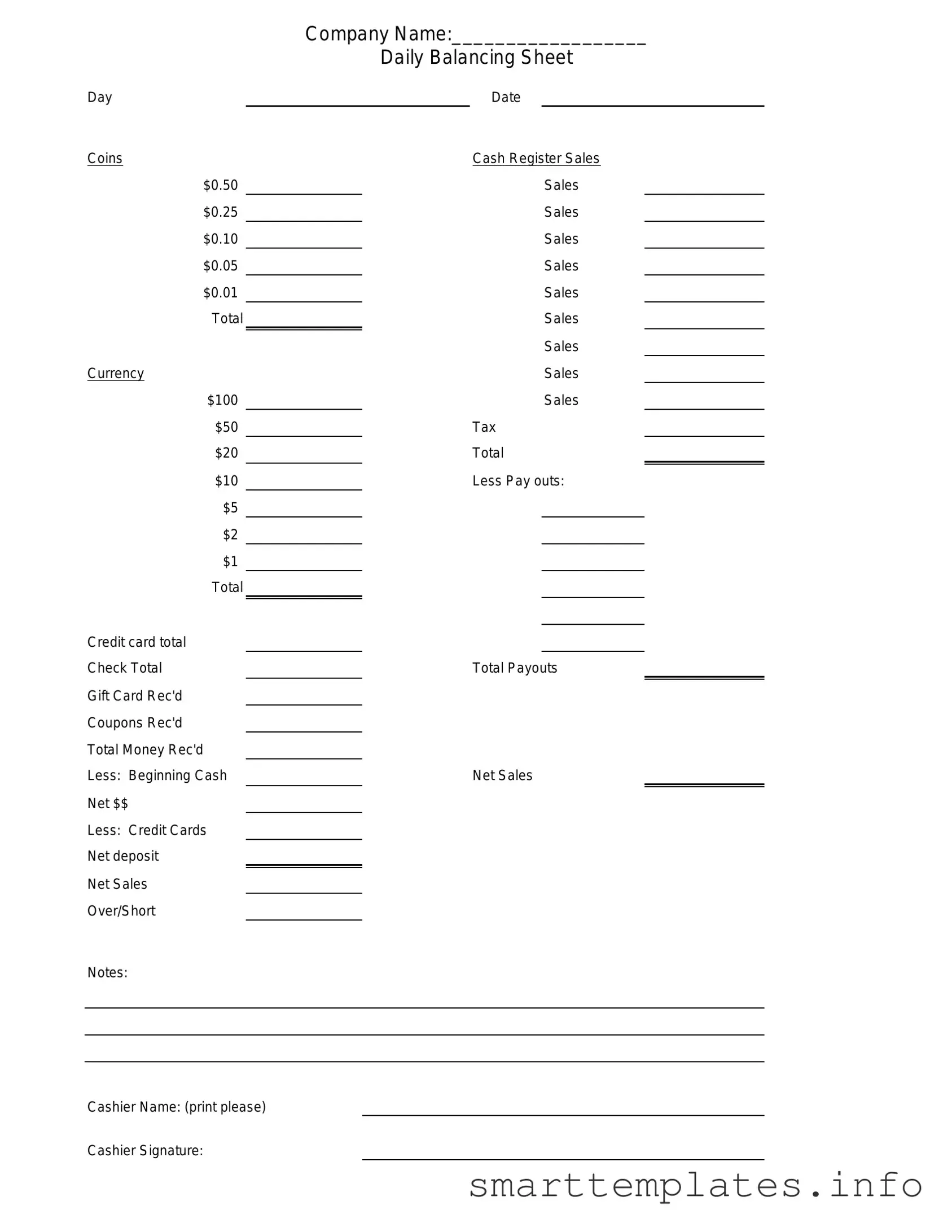 Fill in a Valid Cash Drawer Count Sheet Form