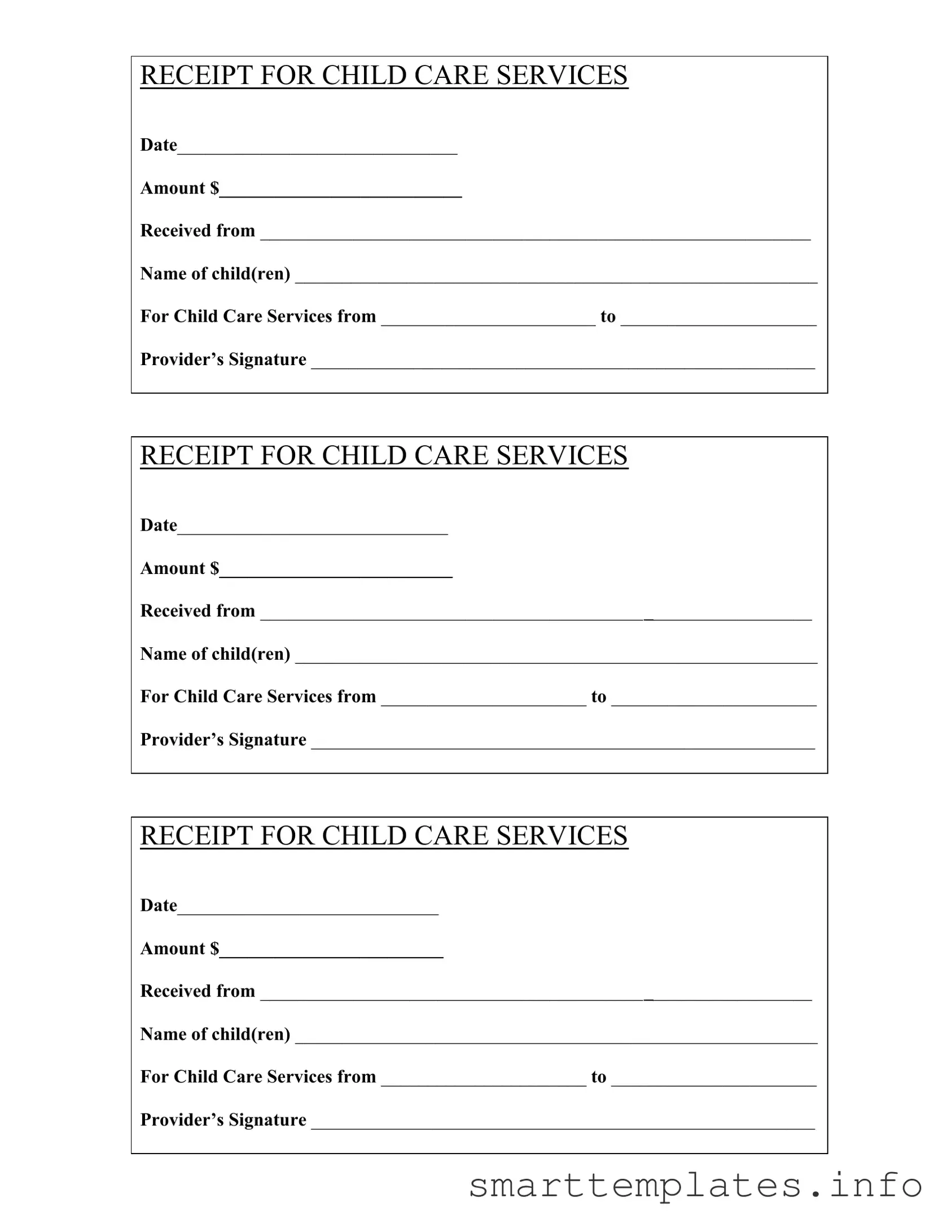 Fill in a Valid Childcare Receipt Form