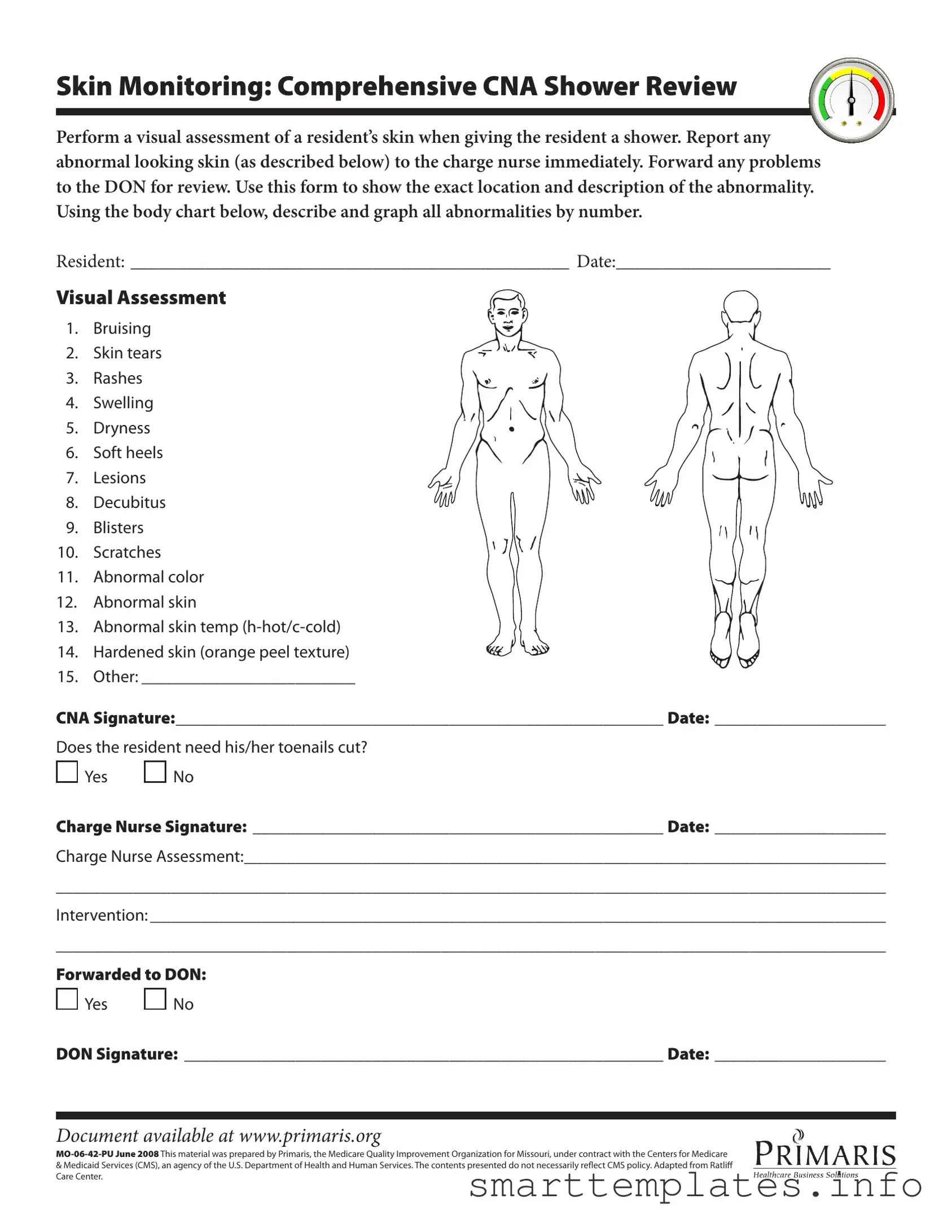 Fill in a Valid Cna Shower Sheets Form