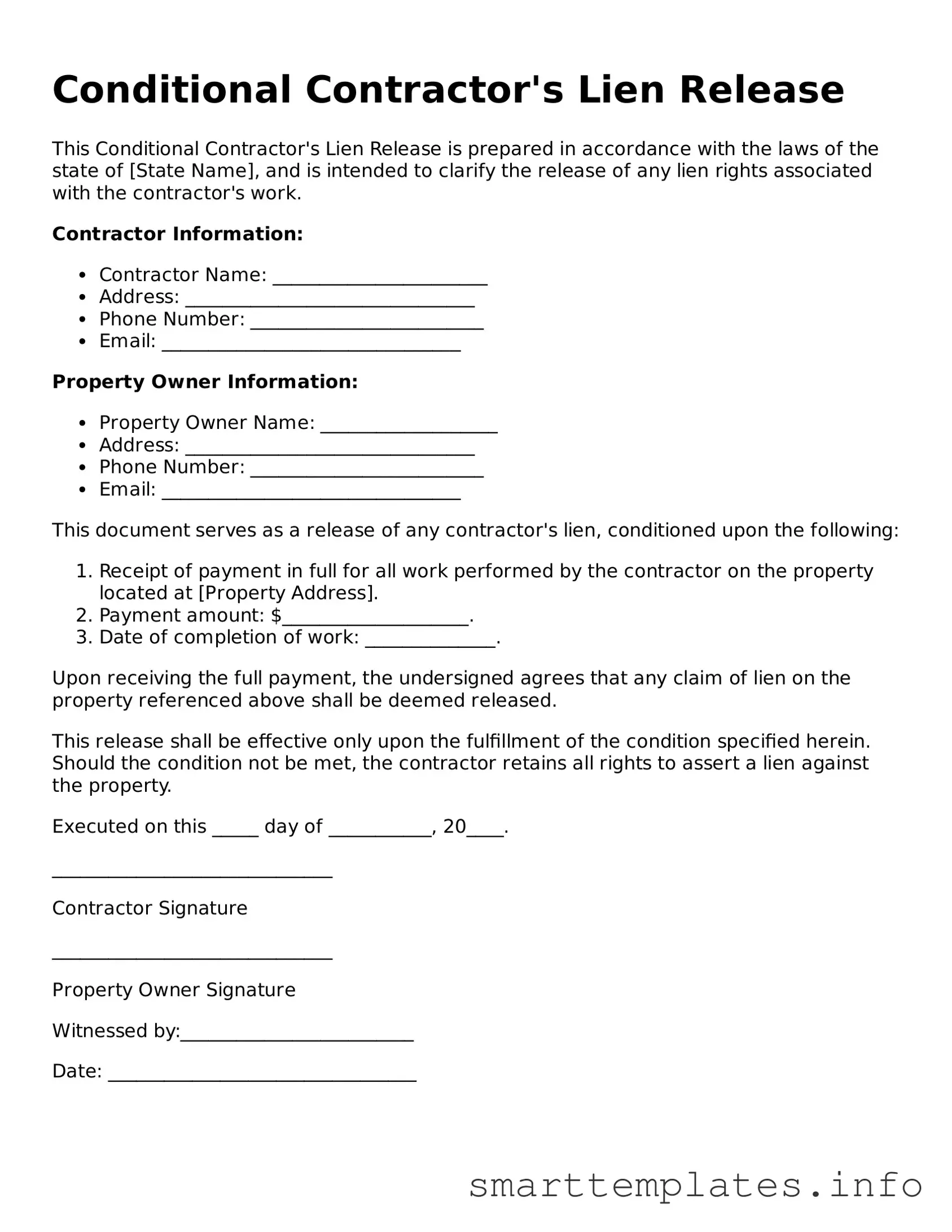 Attorney-Approved Conditional Contractor’s Lien Release Template