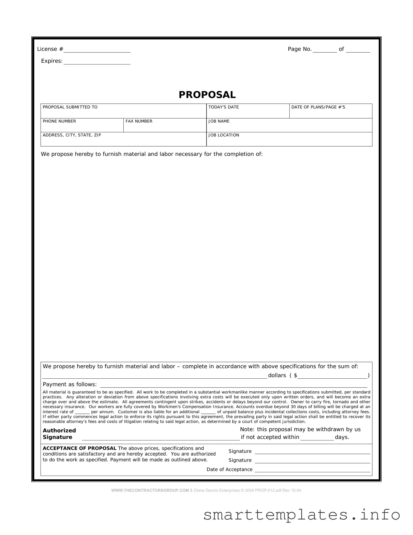 Fill in a Valid Construction proposal form Form