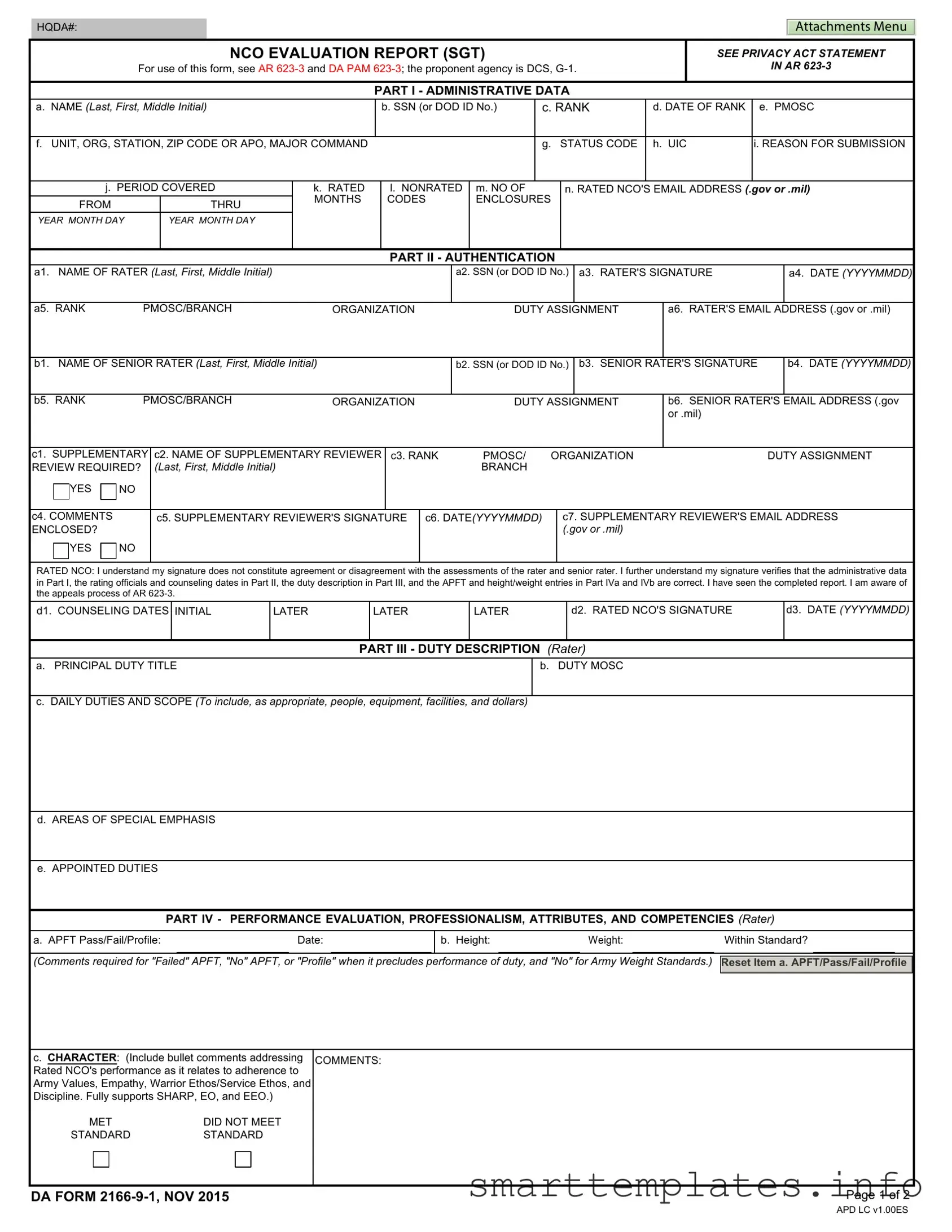 Fill in a Valid Da 2166 9 1 Form
