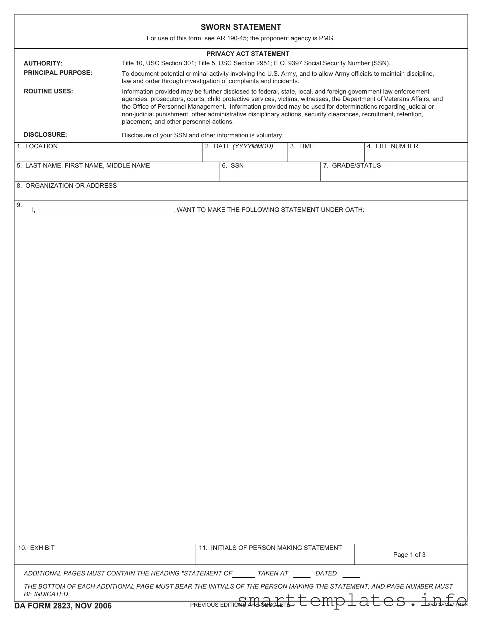Fill in a Valid Da 2823 Form