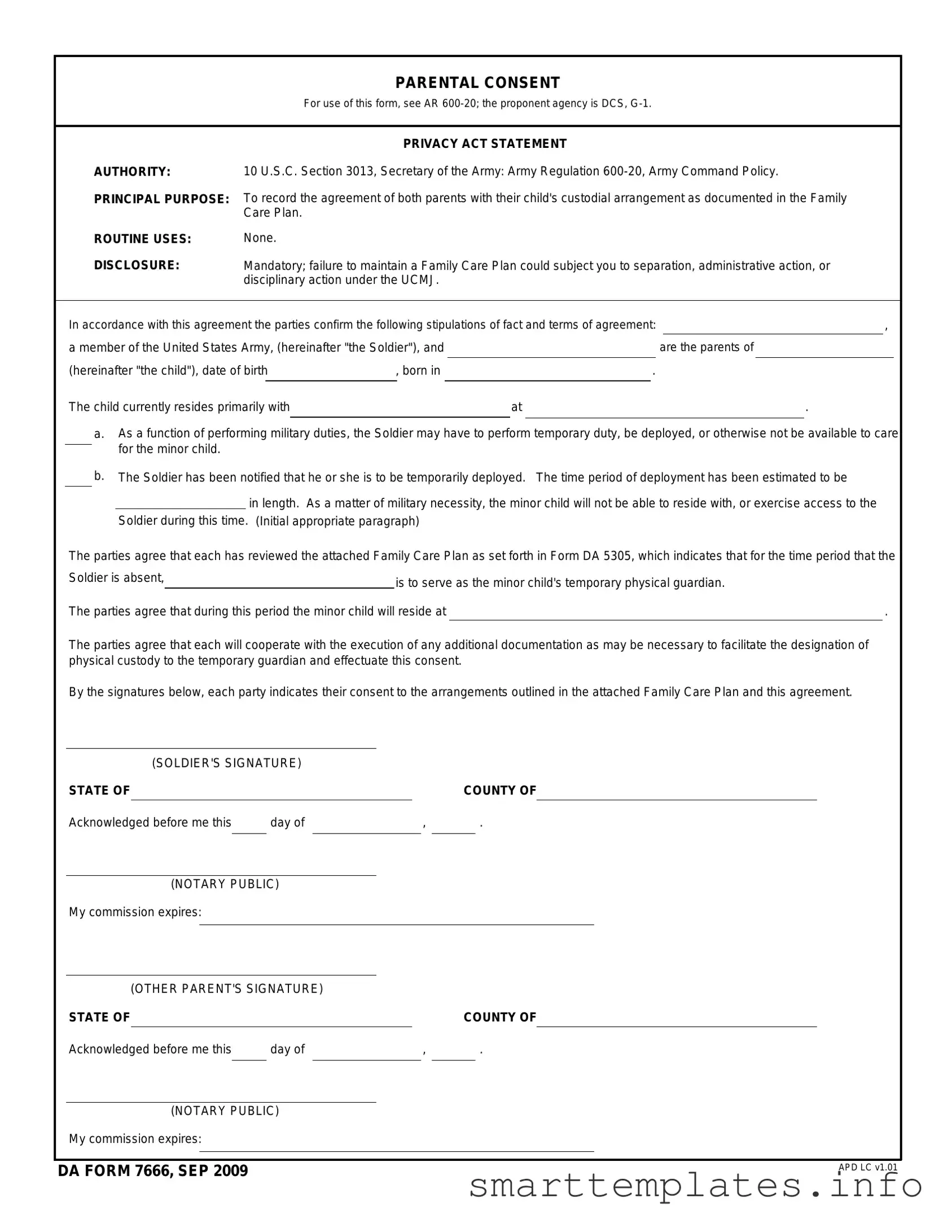 Fill in a Valid DA 7666 Form