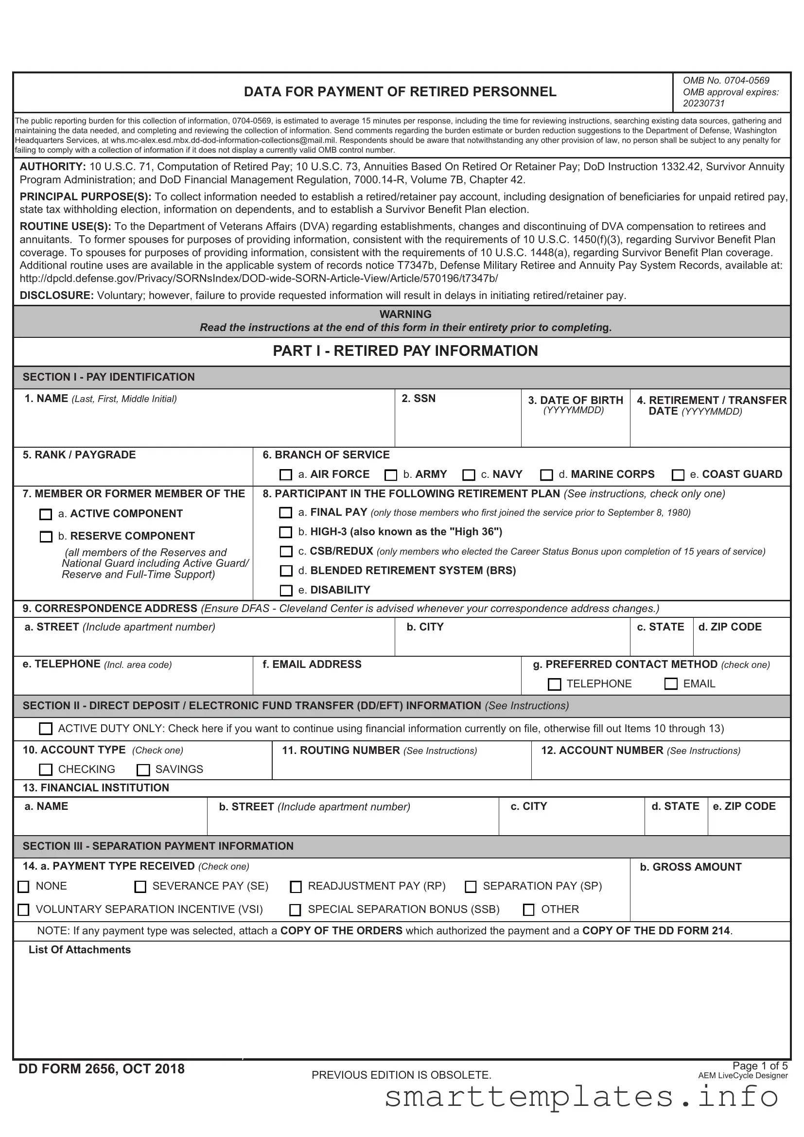 Fill in a Valid DD 2656 Form