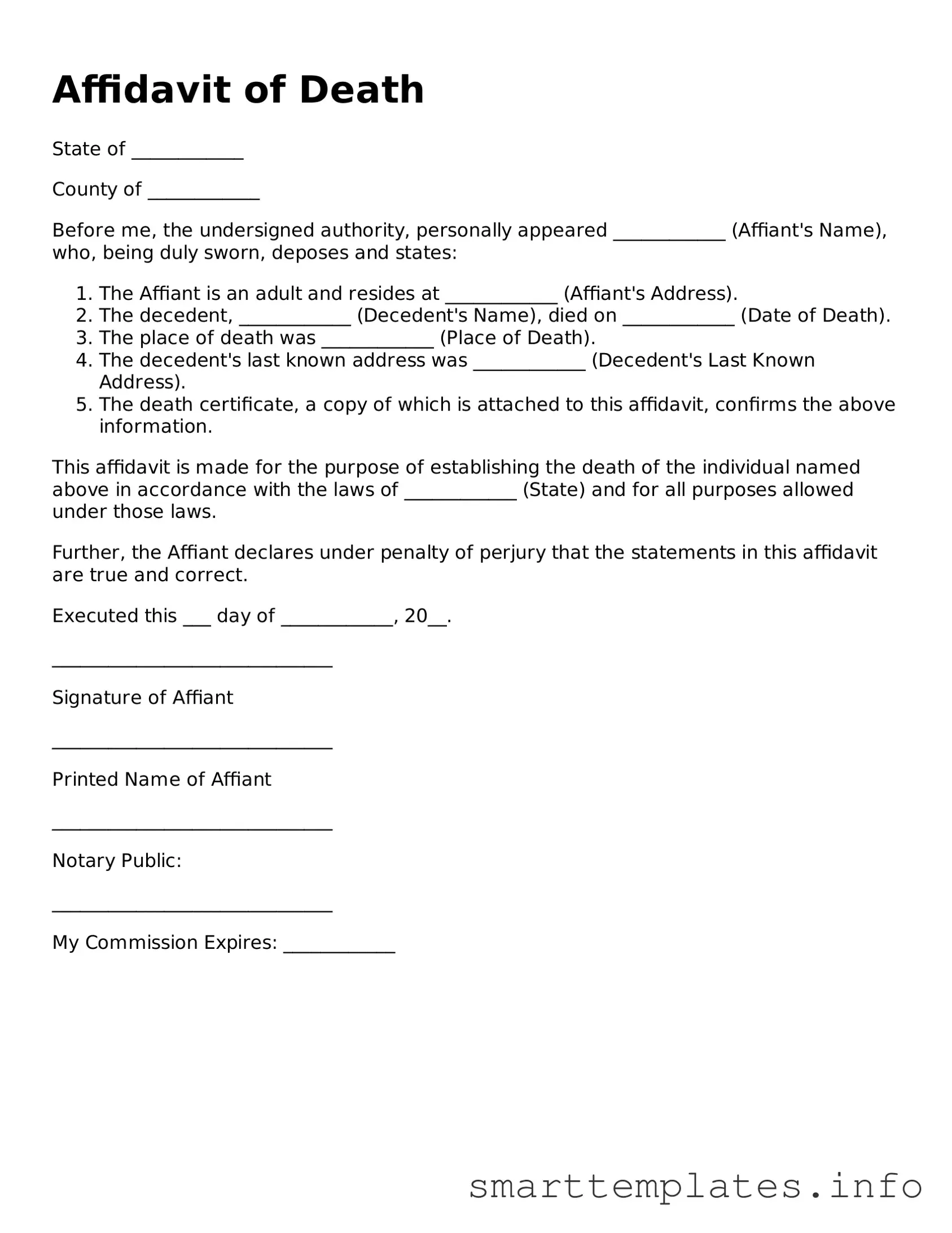 Attorney-Approved Affidavit of Death Template