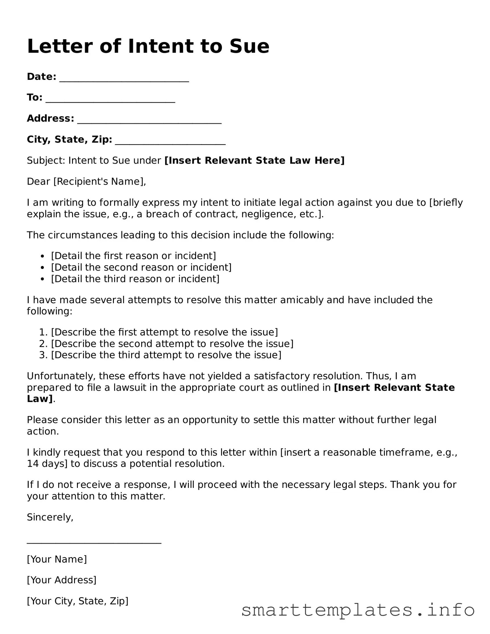 Attorney-Approved Letter of Intent to Sue Template