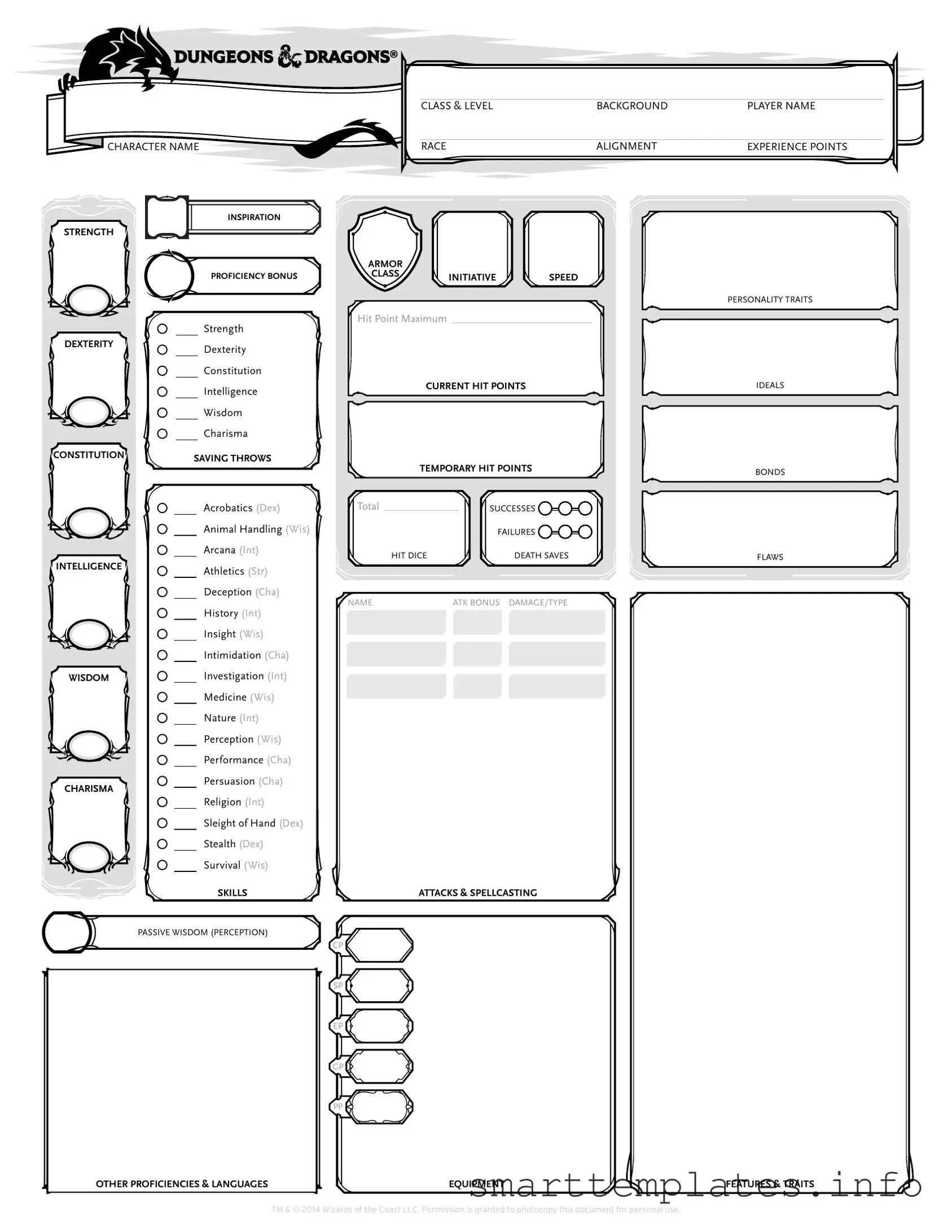 Fill in a Valid Dnd Character Sheet Form