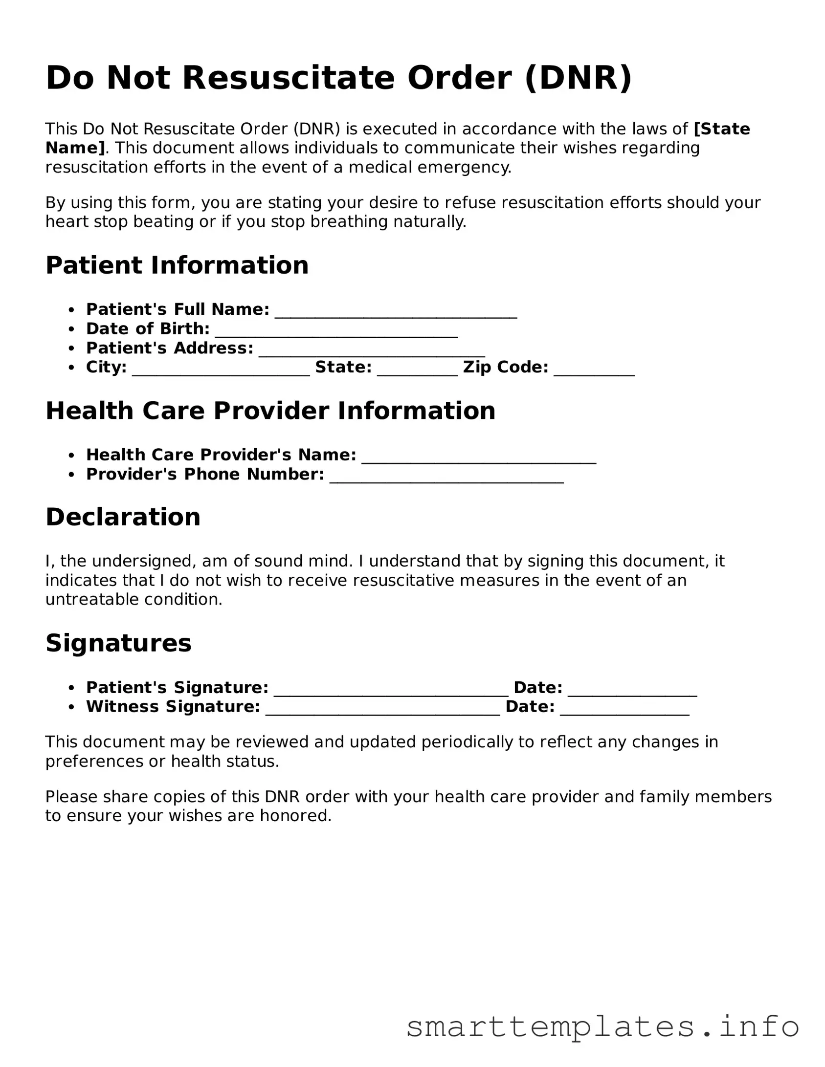 Attorney-Approved Do Not Resuscitate Order Template