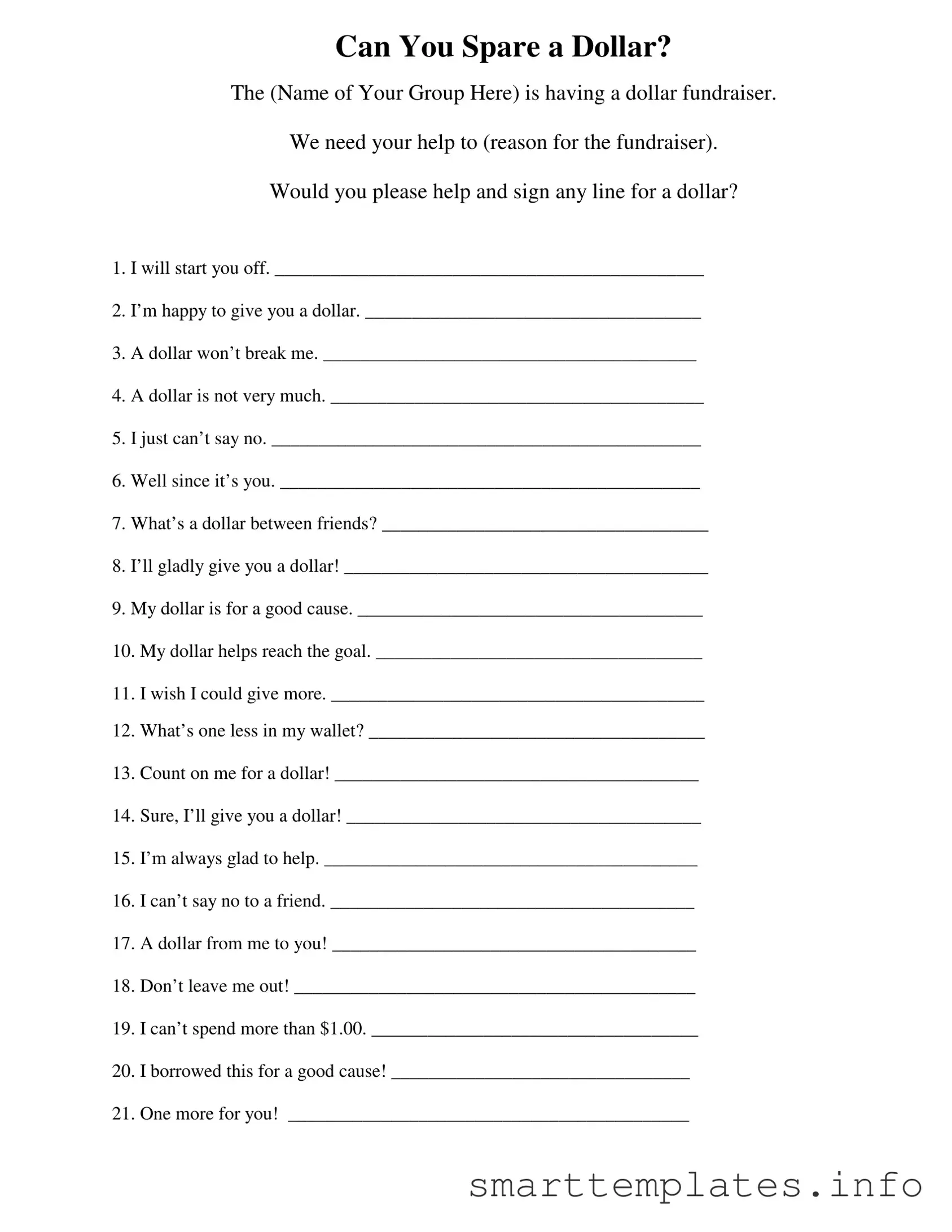 Fill in a Valid Donated A Dollar Form