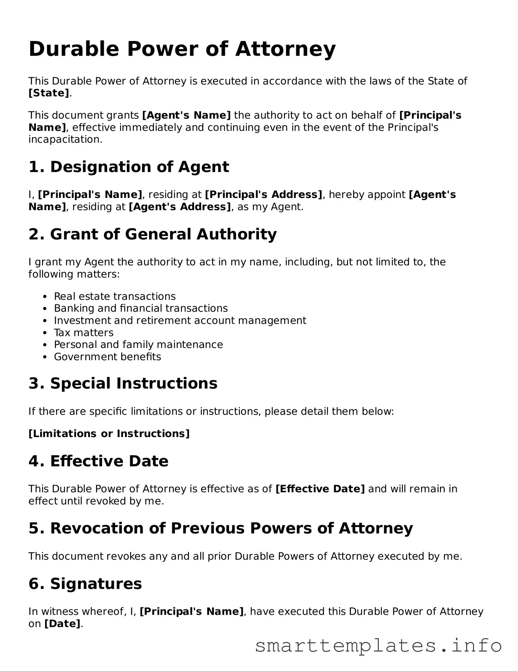 Attorney-Approved Durable Power of Attorney Template