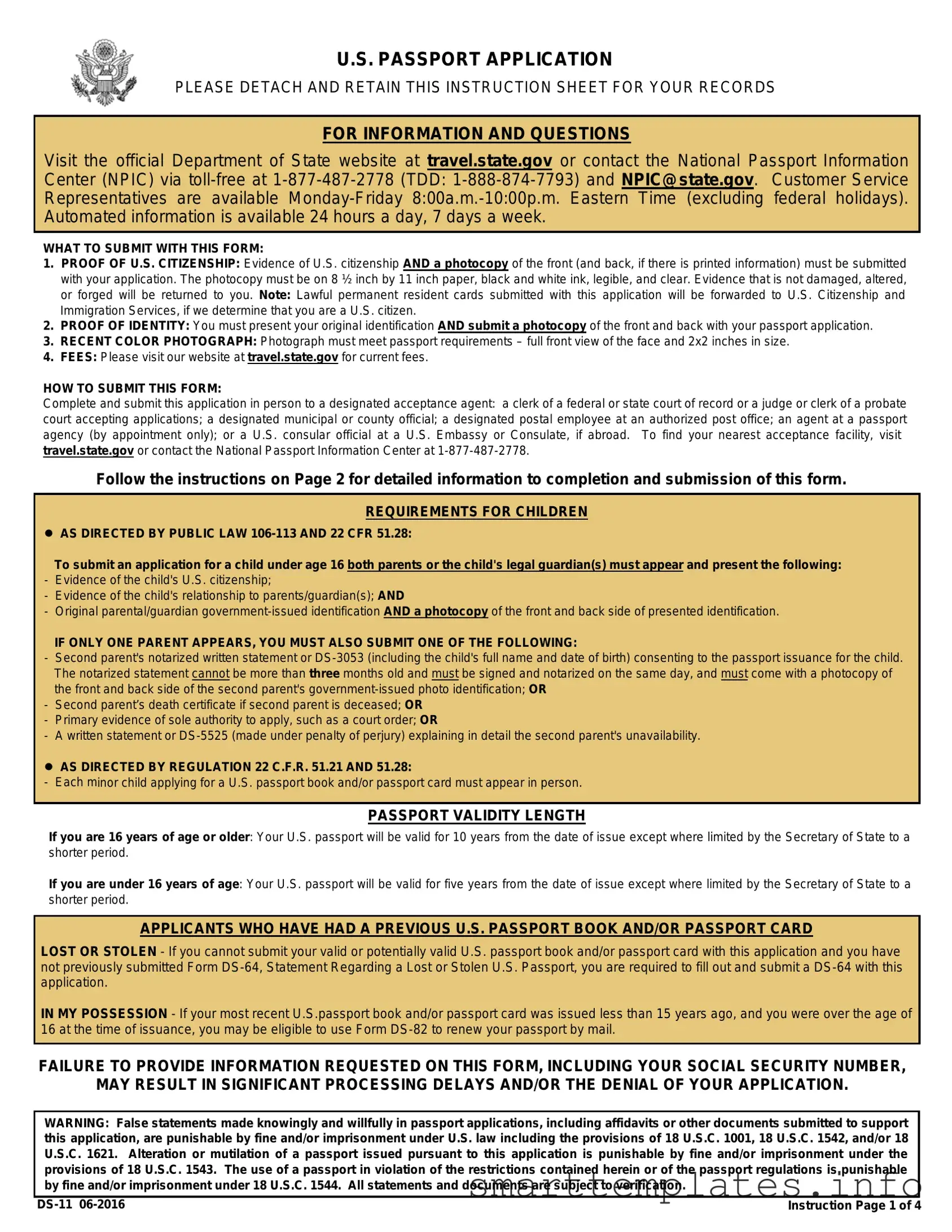 Fill in a Valid DS-11 U.S. Passport application Form
