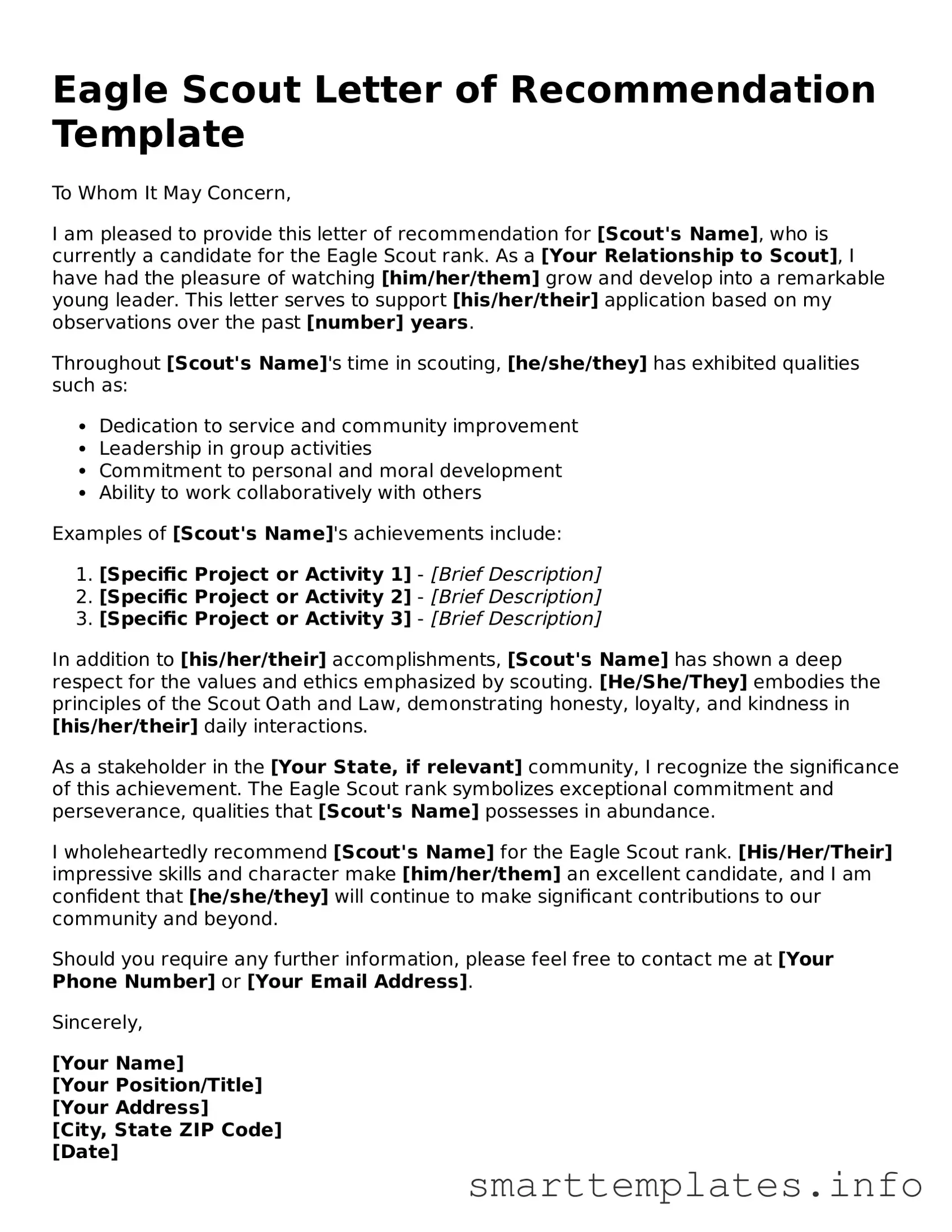 Attorney-Approved Eagle Scout Letter of Recommendation Template