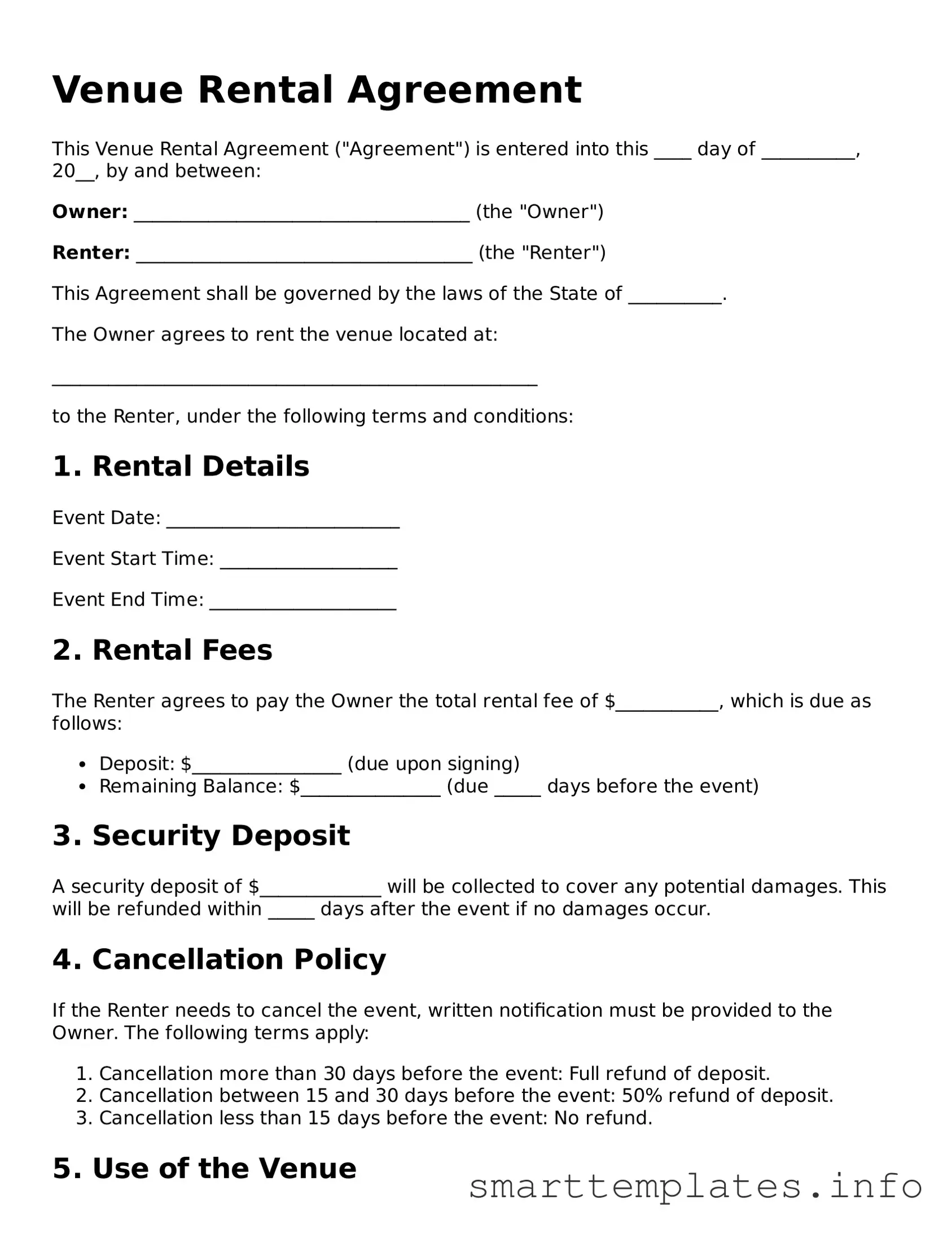 Attorney-Approved Venue Rental Agreement Template
