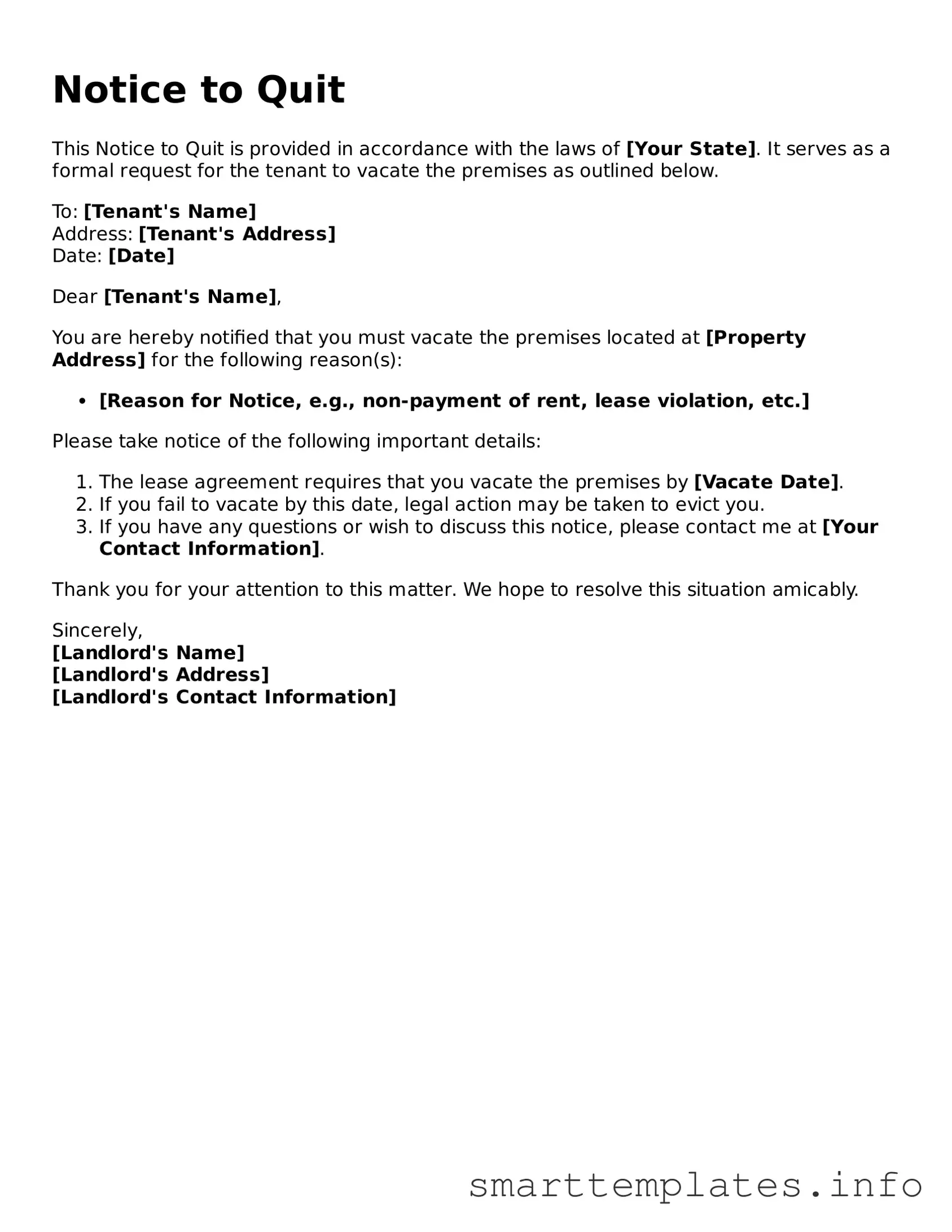 Attorney-Approved Notice to Quit Template