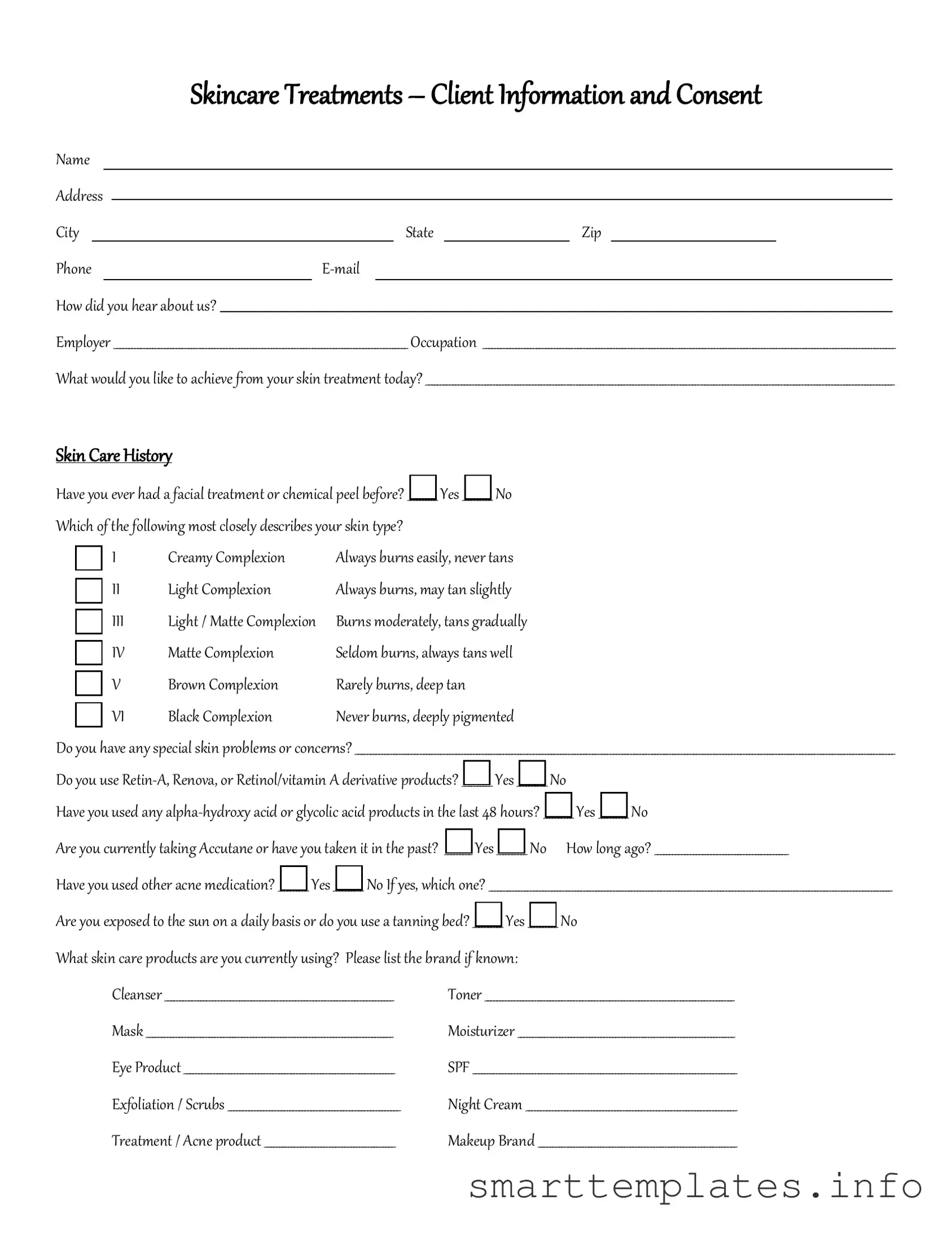 Fill in a Valid Facial Consent Form