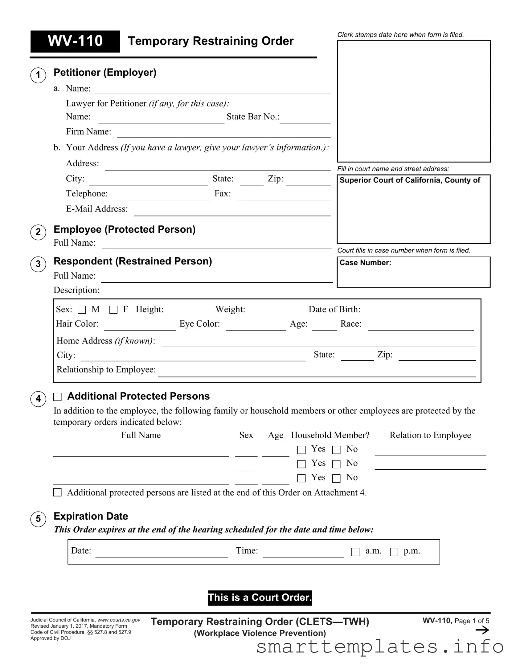 Fill in a Valid Fake Restraining Order Form