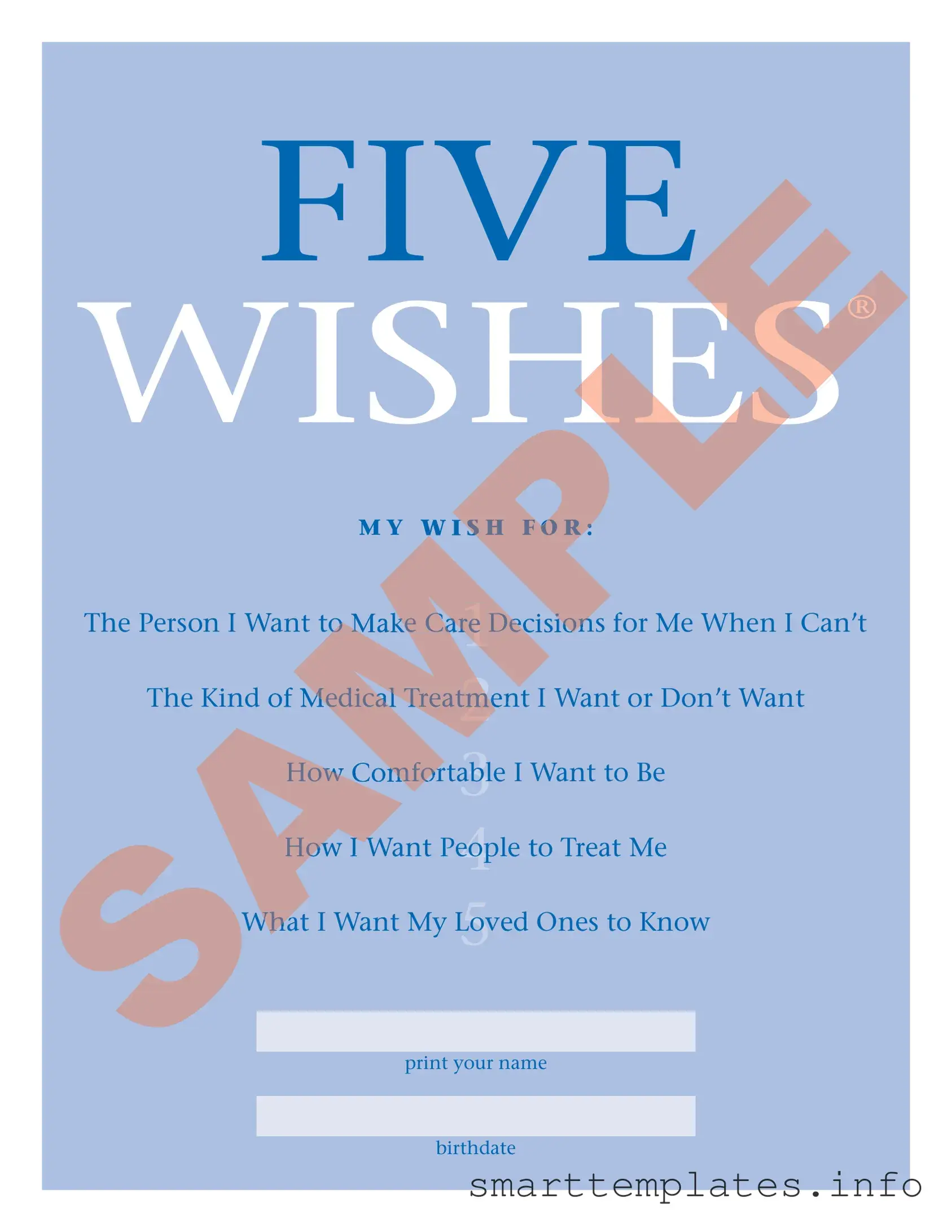 Fill in a Valid 5 Wishes Document Form