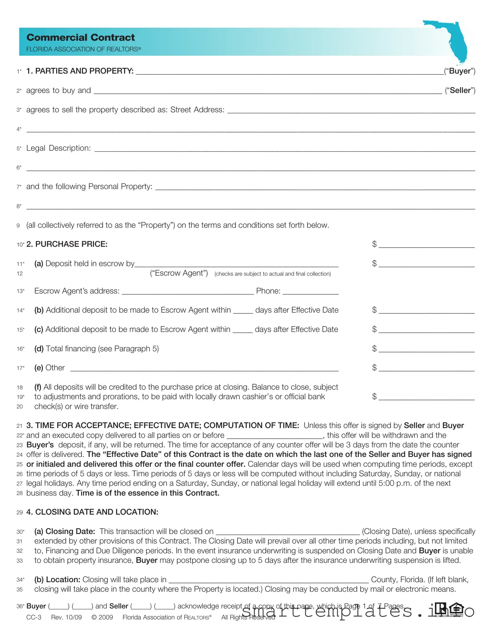 Fill in a Valid Florida Commercial Contract Form