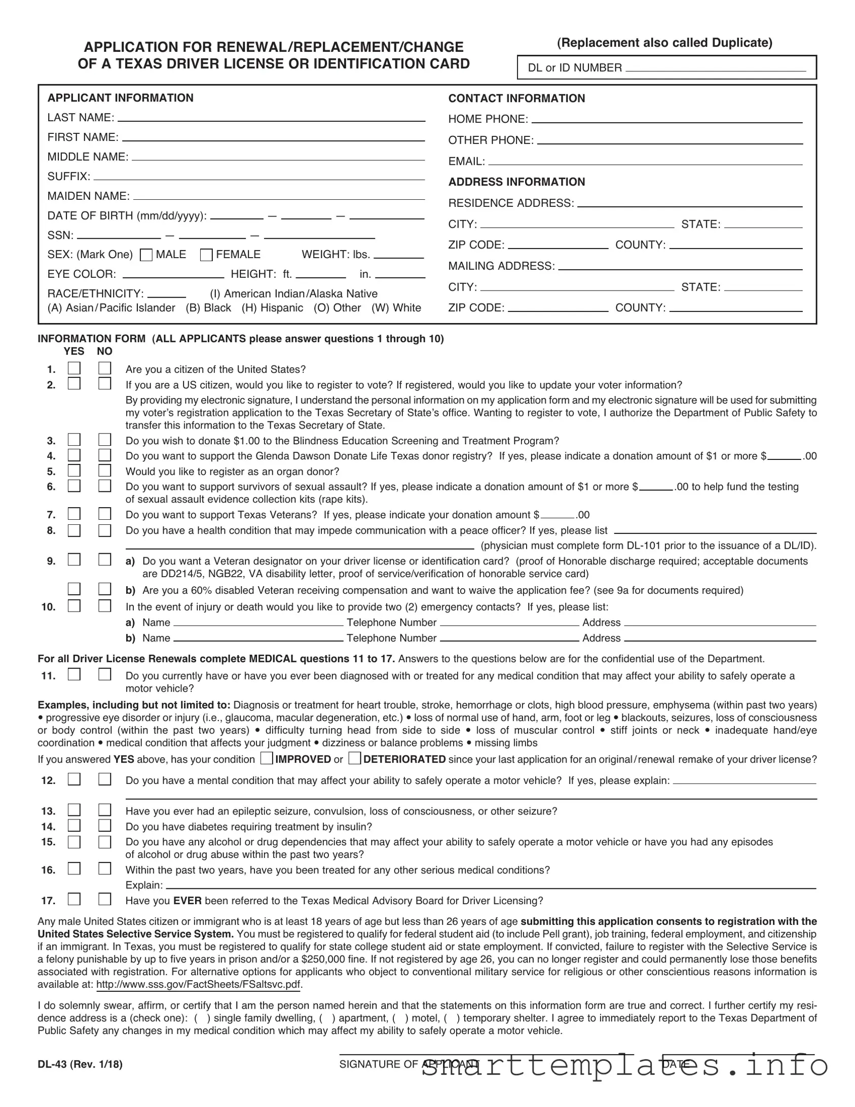 Fill in a Valid DL-43 Form
