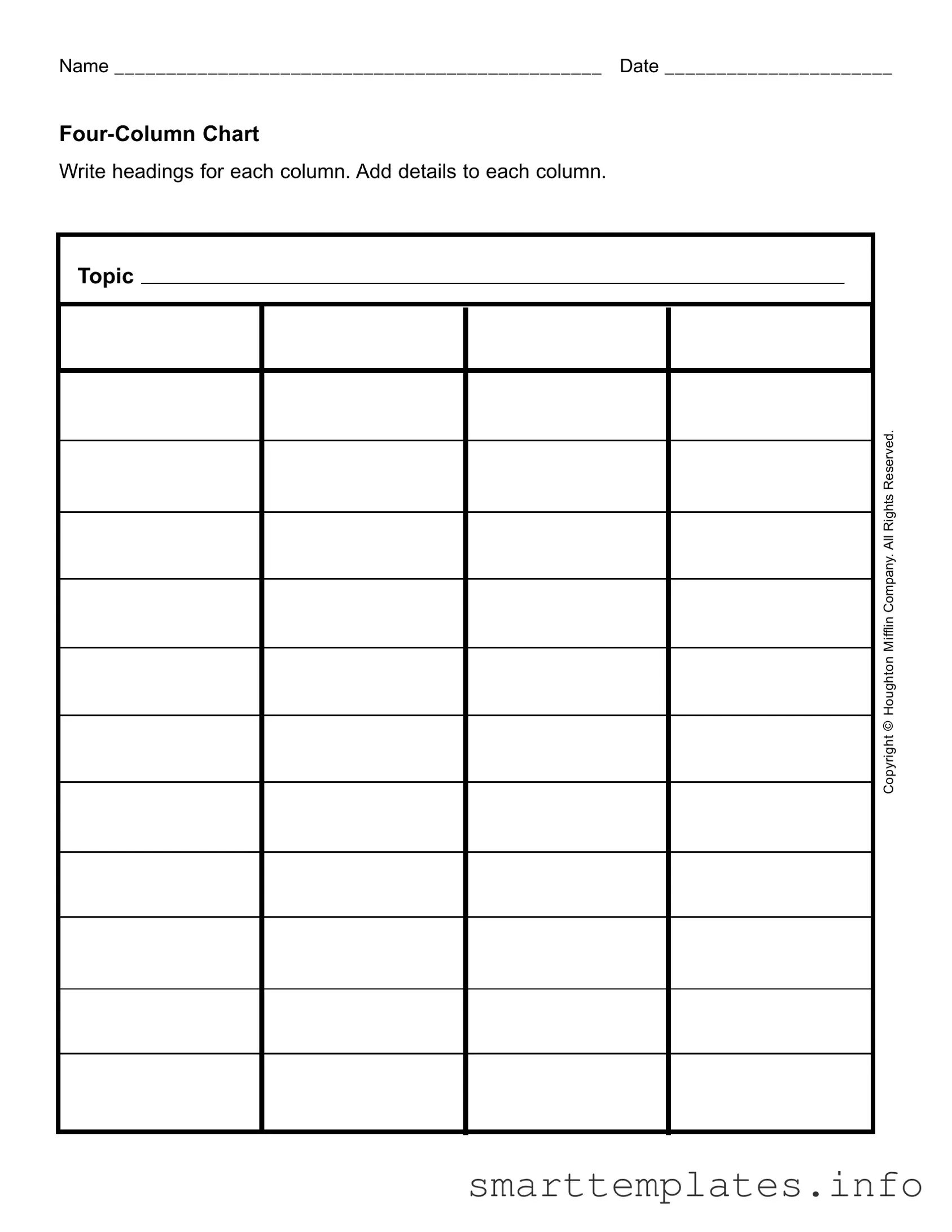 Fill in a Valid Four Column Chart Form