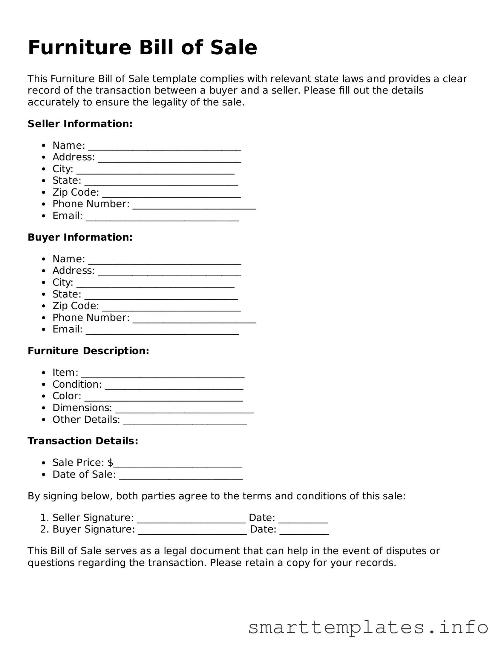 Attorney-Approved Furniture Bill of Sale Template