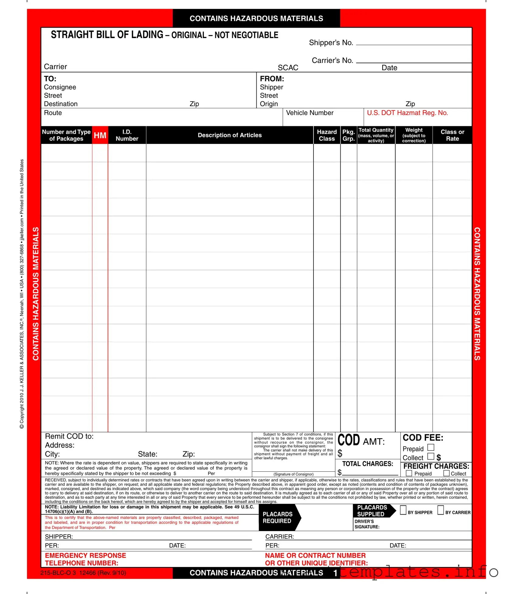 Fill in a Valid Hazard Bill Of Ladden Form